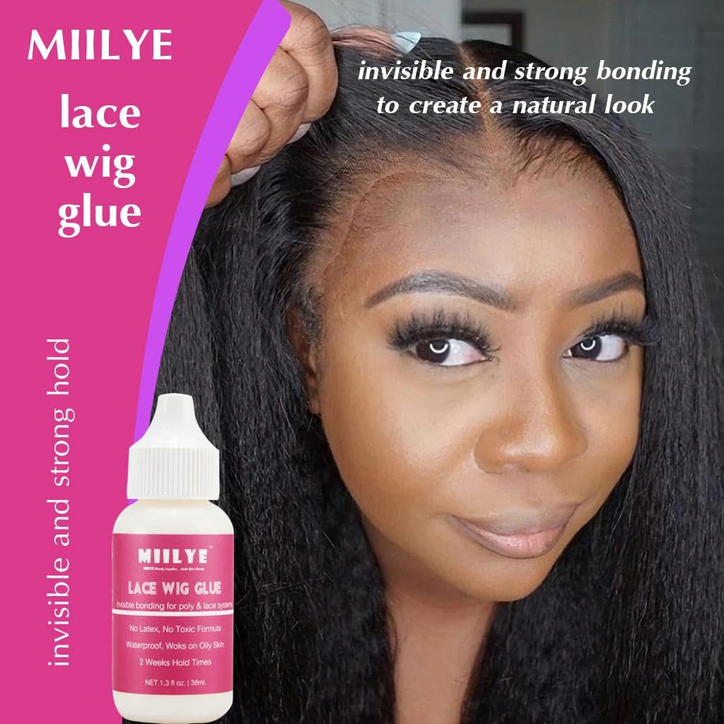 Miilye Wig Glue For Front Lace Wig, Strong Hold Lace Glue For Wigs, Sweat Proof Lace Front Glue, Waterproof Bond Glue For Lace W