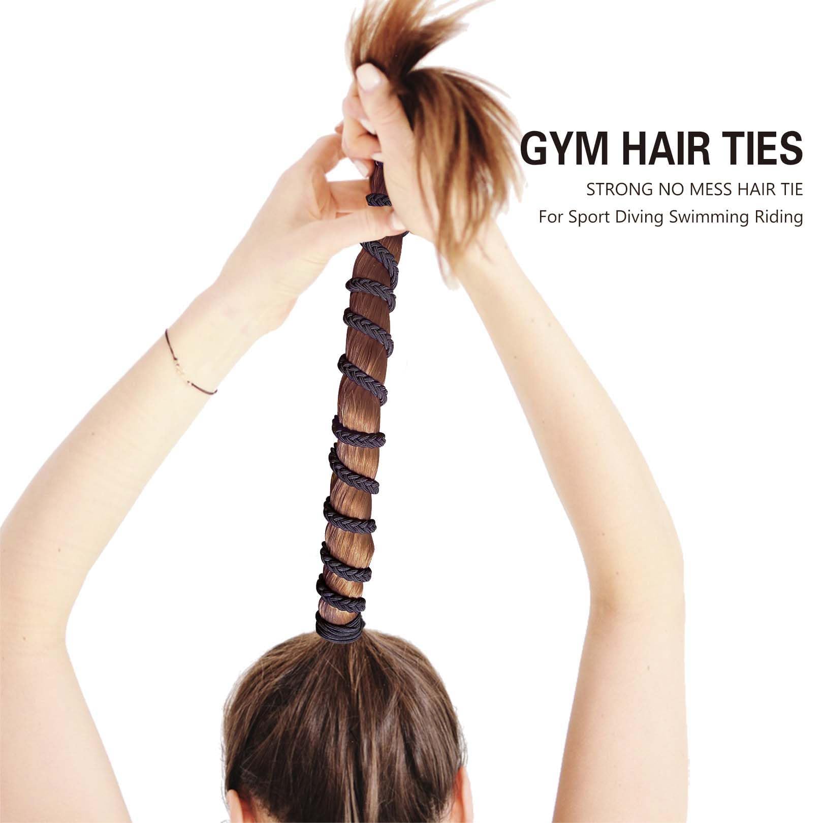 3 Packs 25'' Black Elastic No Damage Hair Ties For Long Thick Hair - Ponytail Holders For Women'S Braided Hair, Water Sport And