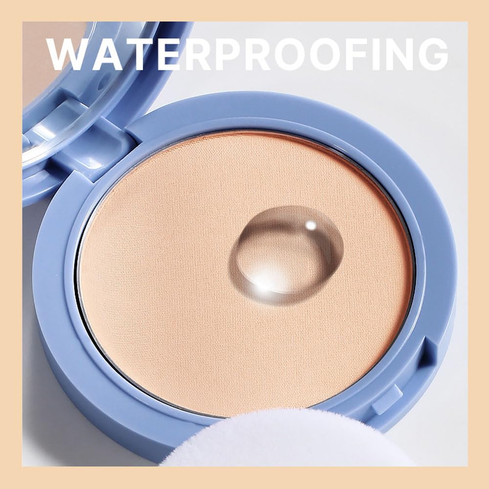 Kaely Oil Control Face Pressed Powder,Perfection Matte Compact Powder,Long Lasting Waterproof Finishing Powder Makeup,Polvo Comp