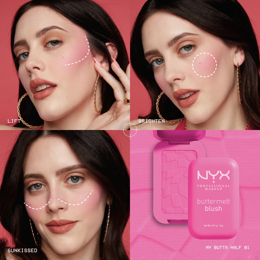 Nyx Professional Makeup Buttermelt Powder Blush, Fade And Transfer-Resistant Blush, Up To 12Hr Make Up Wear, Vegan Formula - Get