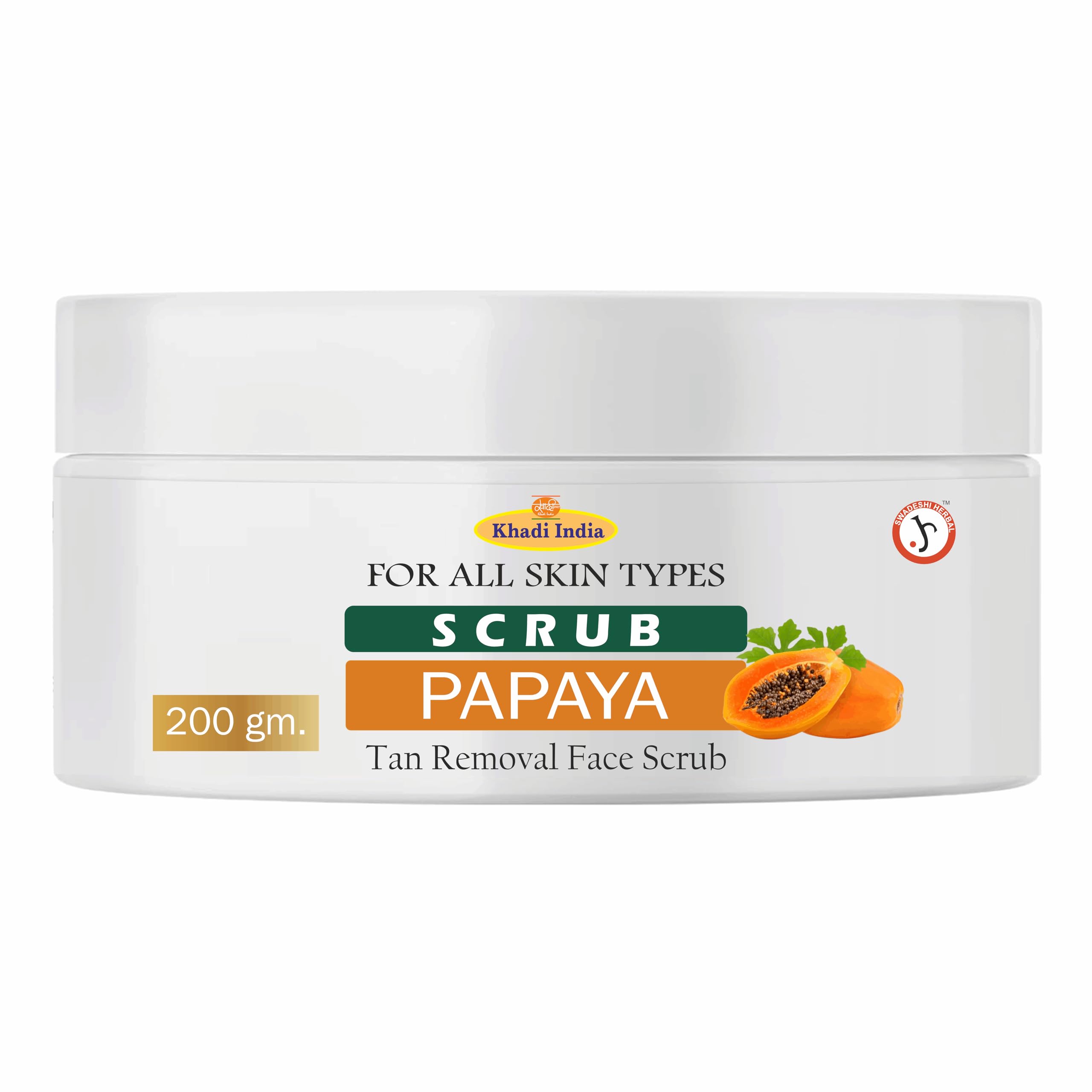 Khadi 100% Pure & Herbal Papaya Scrub - Skin Brightening & Pigmentation Control Face & Body Exfoliator - 200G
