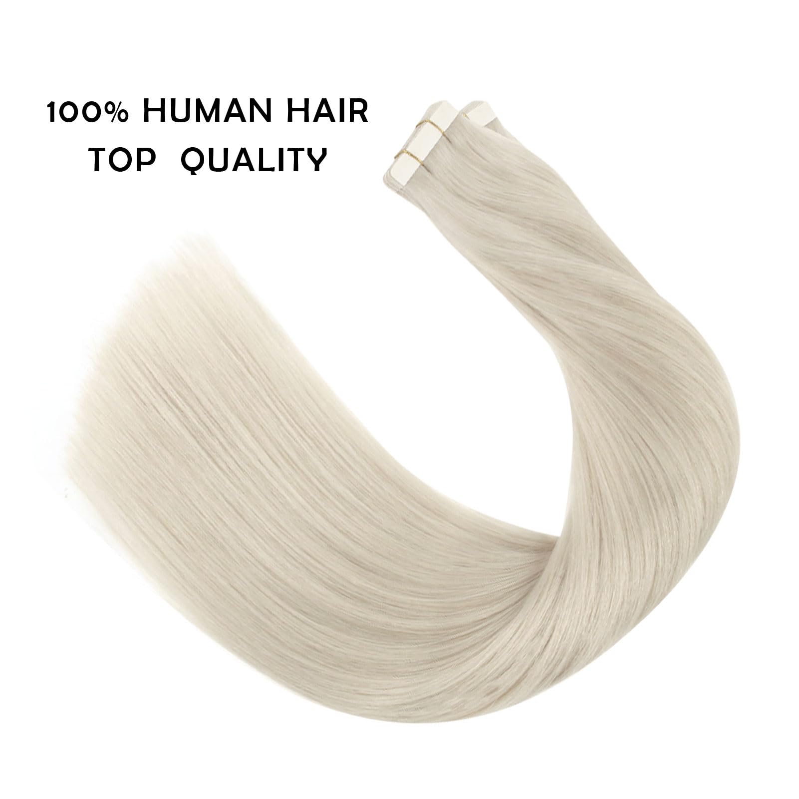 Sassina 16 Inch Remy Human Hair Tape In Extensions Invisible Seamless Skin Weft Tape In Extensions White Blonde Tape In Straight