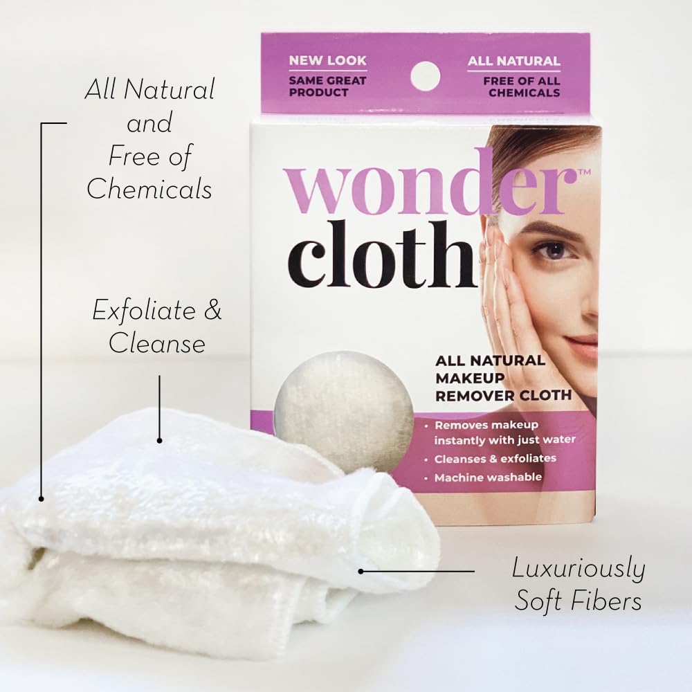 Wonder Cloth (Pack Of 6) - All Natural Make-Up Remover Cloth, Removes Makeup Instantly With Just Water, Cleanses And Exfoliates,