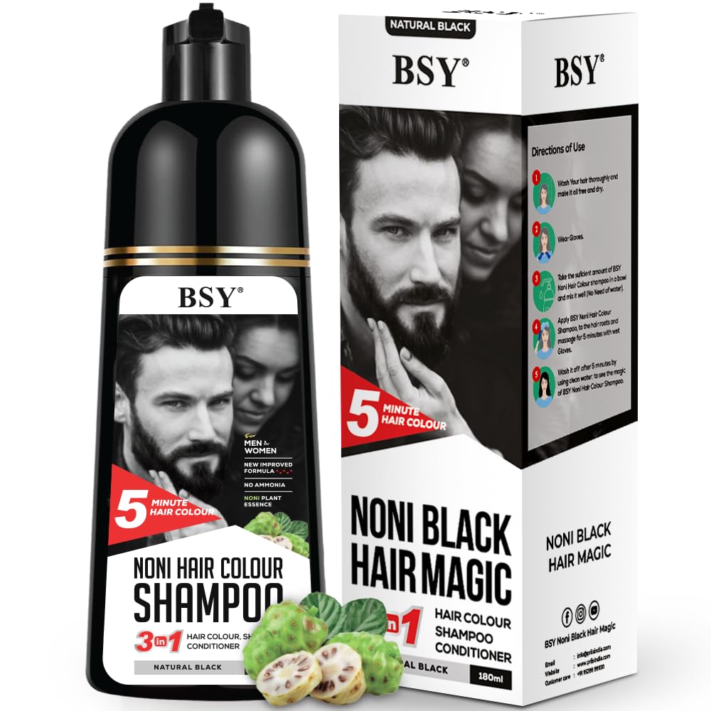Bsy Noni Hair Color Shampoo - 6 Fl Oz - Pump Pack | No Ammonia | 3 In 1 - Hair Dye Shampoo, Conditioner For Women And Men | Natu