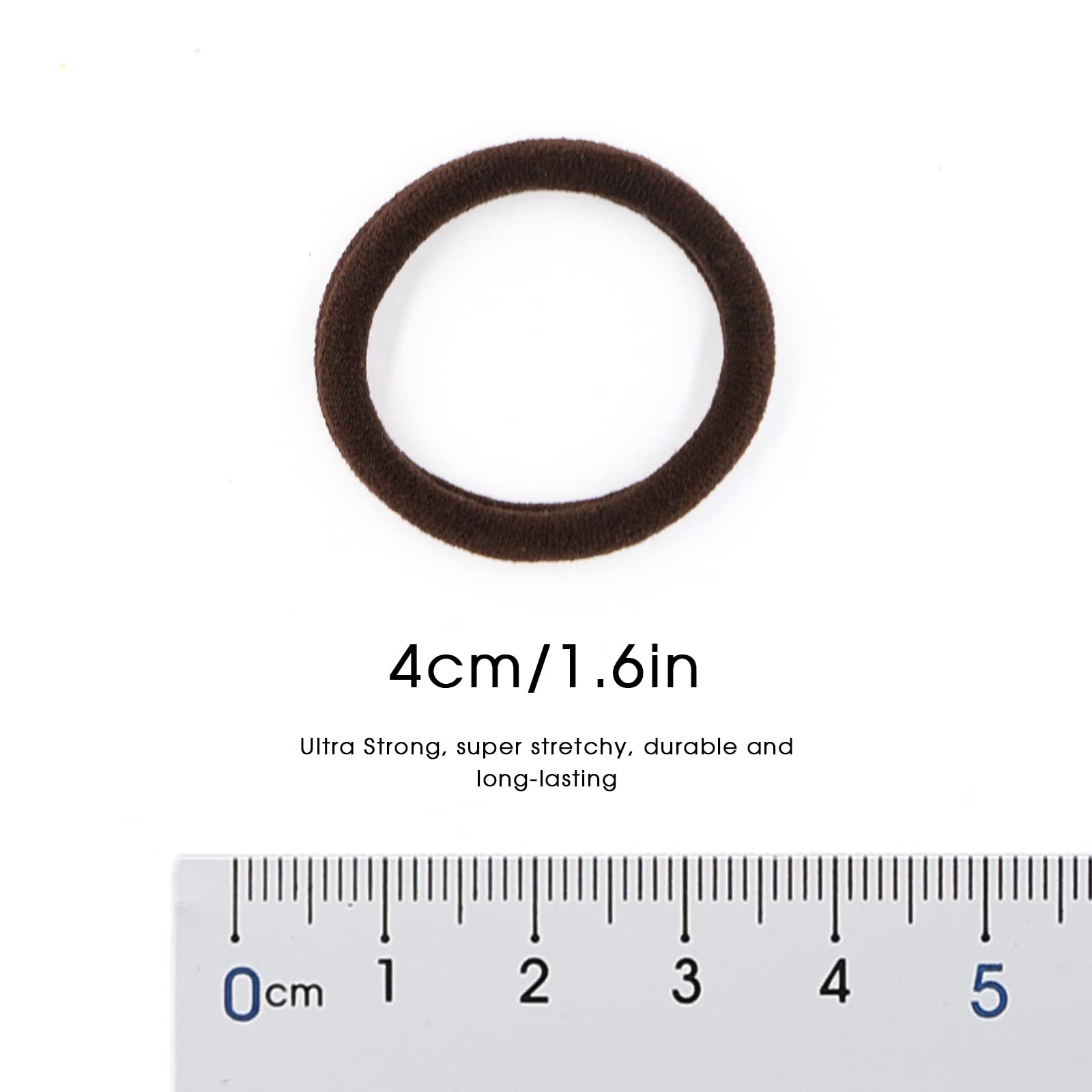 HOYOLS Soft Seamless Hair Ties, Dark Brown Stretch Cotton Hair Bands Ponytail Holder for Women Thick Hair, No Slip No Damage No