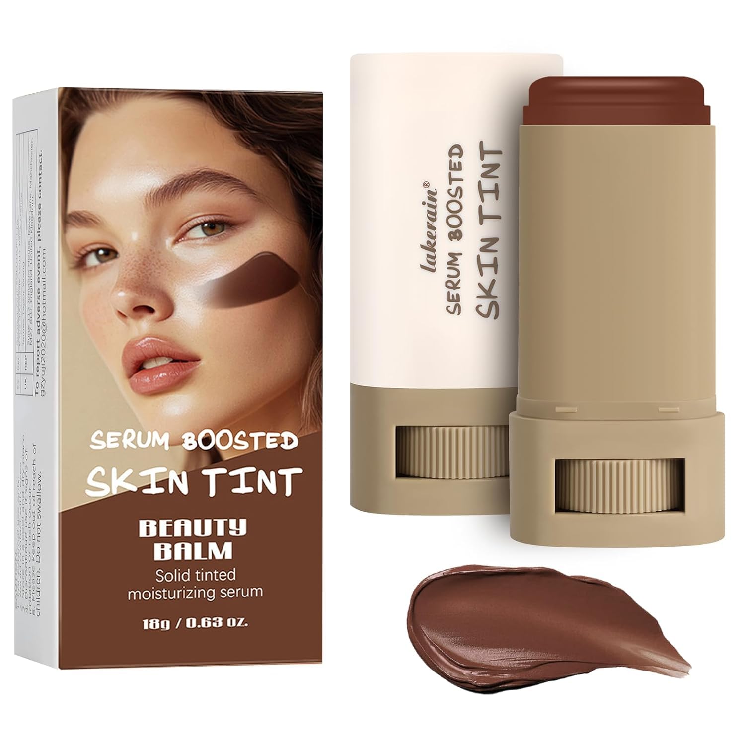 2pcs Foundation Stick with Beauty Balm Serum, Tinted Moisturizing Face Contour, Natural Finish Makeup (1, 1)