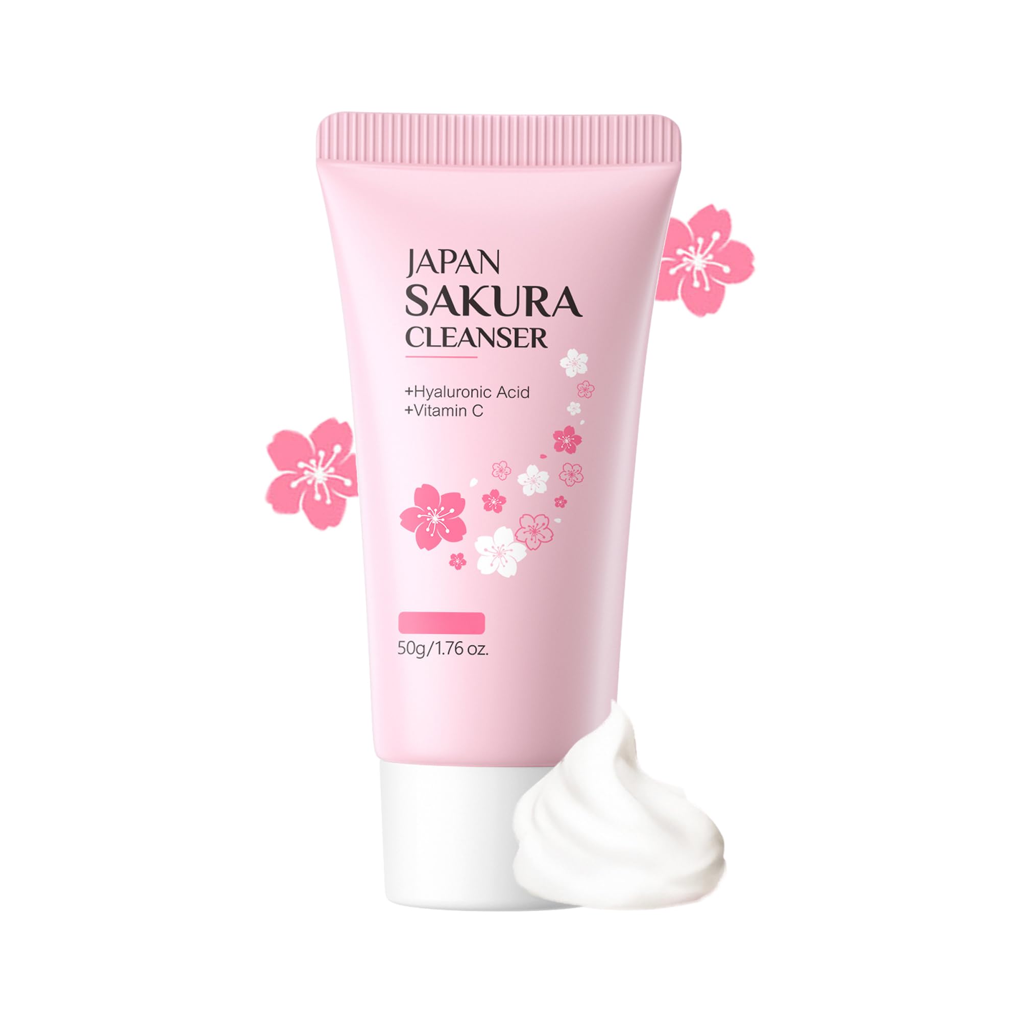 DLZZRS Sakura Face Cleanser, Deep Cleaning Foaming Cream, Face Wash Creamy Facial Cleanser Moisturzing Balance Oil Water Mild Fa