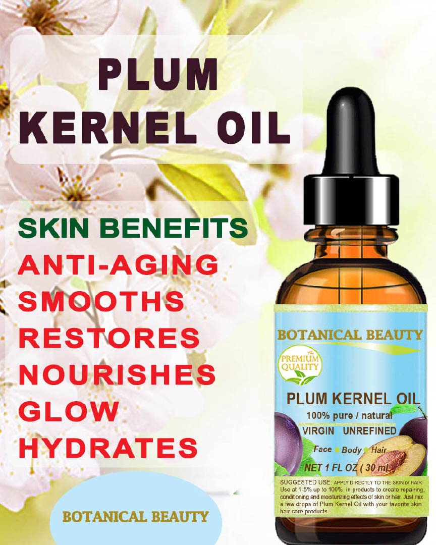 Botanical Beauty French Plum Kernel Oil 100% Pure Natural Virgin Unrefined Cold Pressed Carrier Oil 0.33 Oz- 10 Ml For Face, Ski