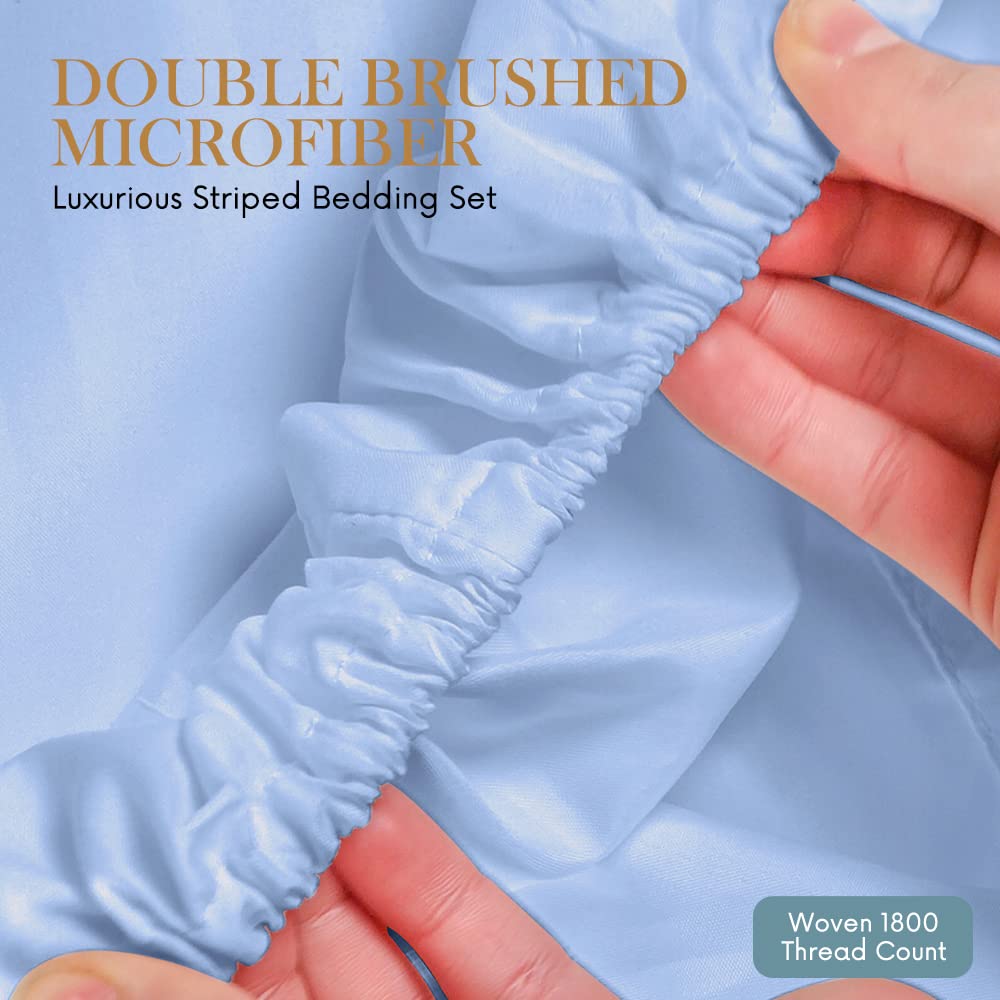 Twin Italian Prestige collection Striped Bed Sheet Set - 1800 Luxury Soft Microfiber Deep Pocket 3-Piece Bedding Set - Wrinkle,