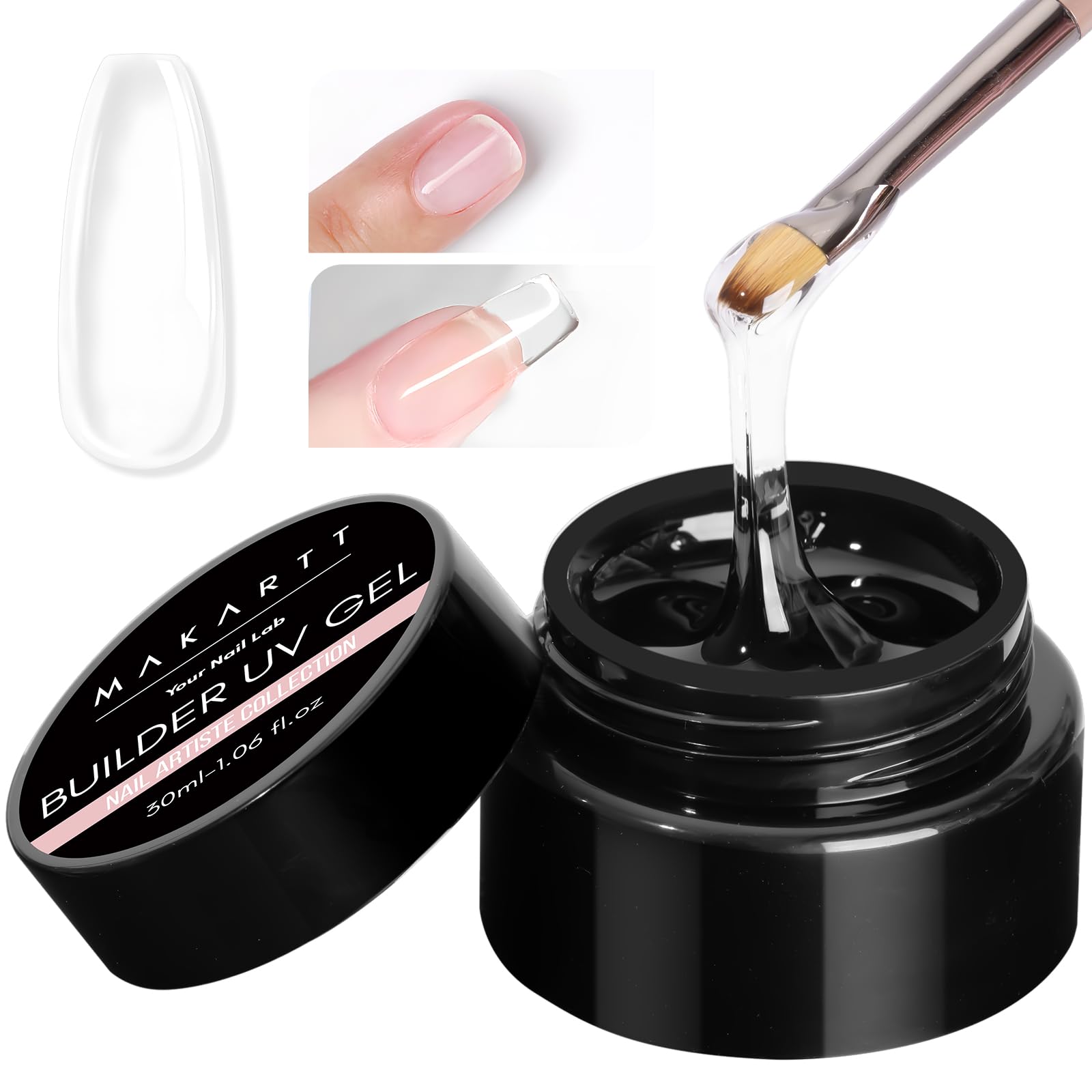 Makartt Clear Gel Builder: Nail Extension, Strong, Self-Levelling, Long Lasting for Strengthener Sculpture Broken Nails Repair P