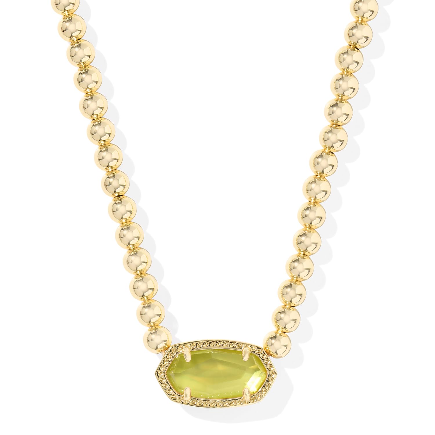 Kendra Scott Elisa Beaded Necklace, 14K Gold-Plated Brass, Fashion Jewelry for Women, Chartreuse Green Mother Of Pearl