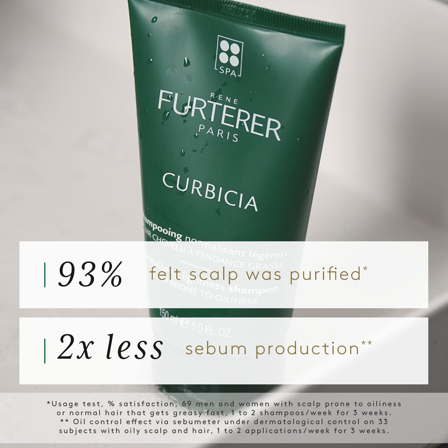Rene Furterer Curbicia Normalizing Lightness Shampoo, Oily-Prone Scalp, Sebum Control, 5 Oz.