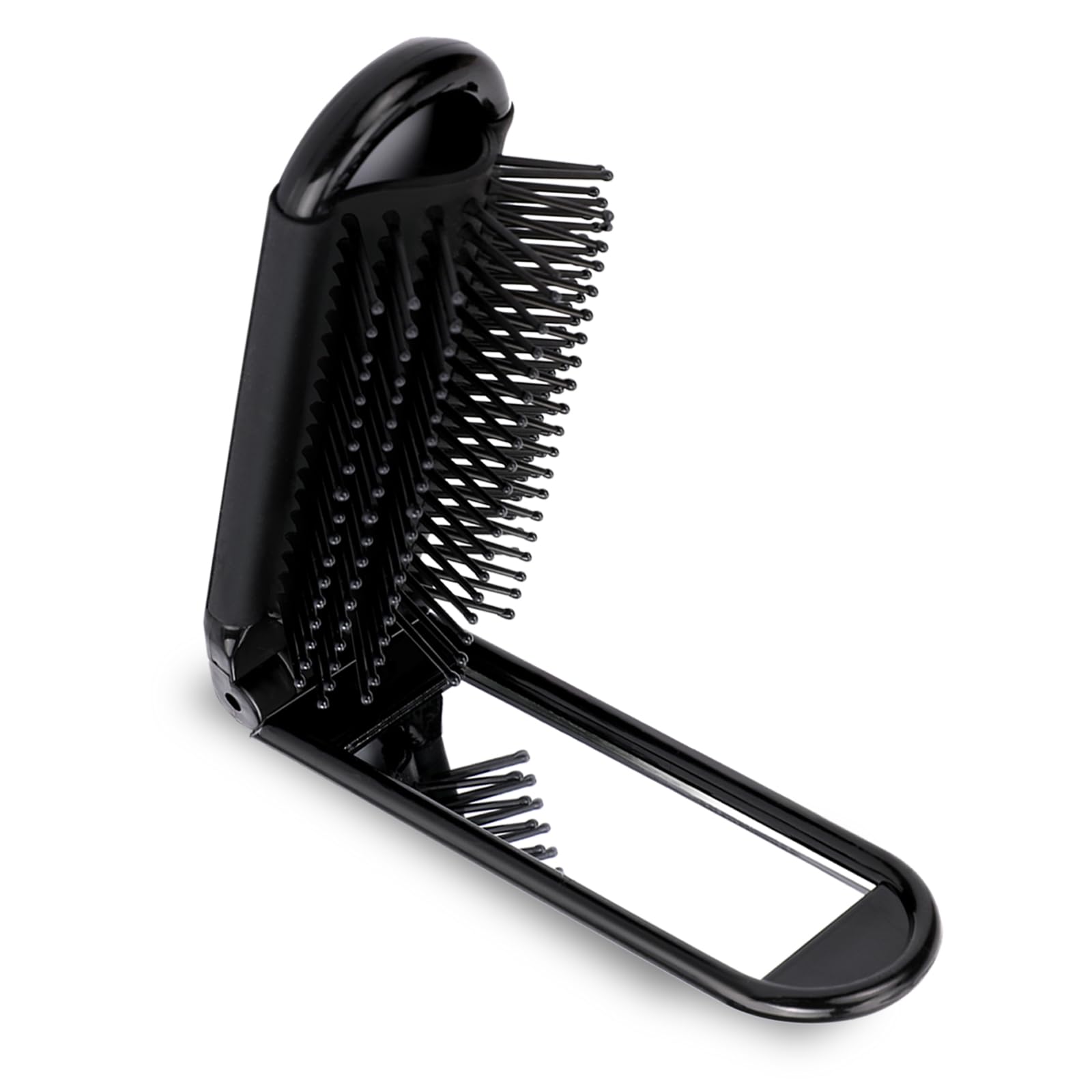 Portable Travel Hair Brush, Small Foldable Hairbrush Compact Hair Brush With Mirror And Round Tip Nylon Bristles For Women And M