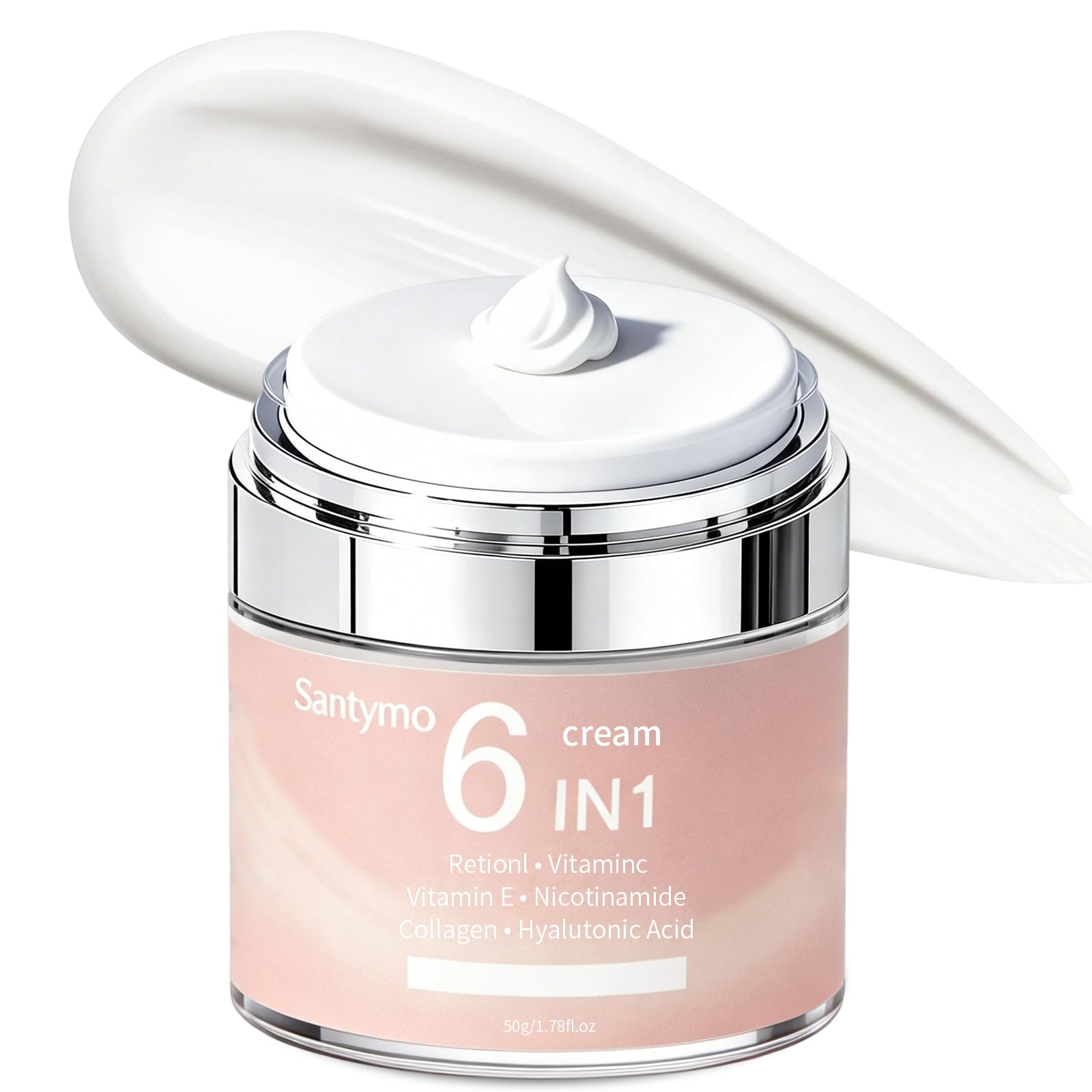 6in1 Face Cream with Retinol, Vitamin C, Vitamin B, Vitamin E, Collagen & Hyaluronic Acid, AllinOne AntiAging Moisturizer f