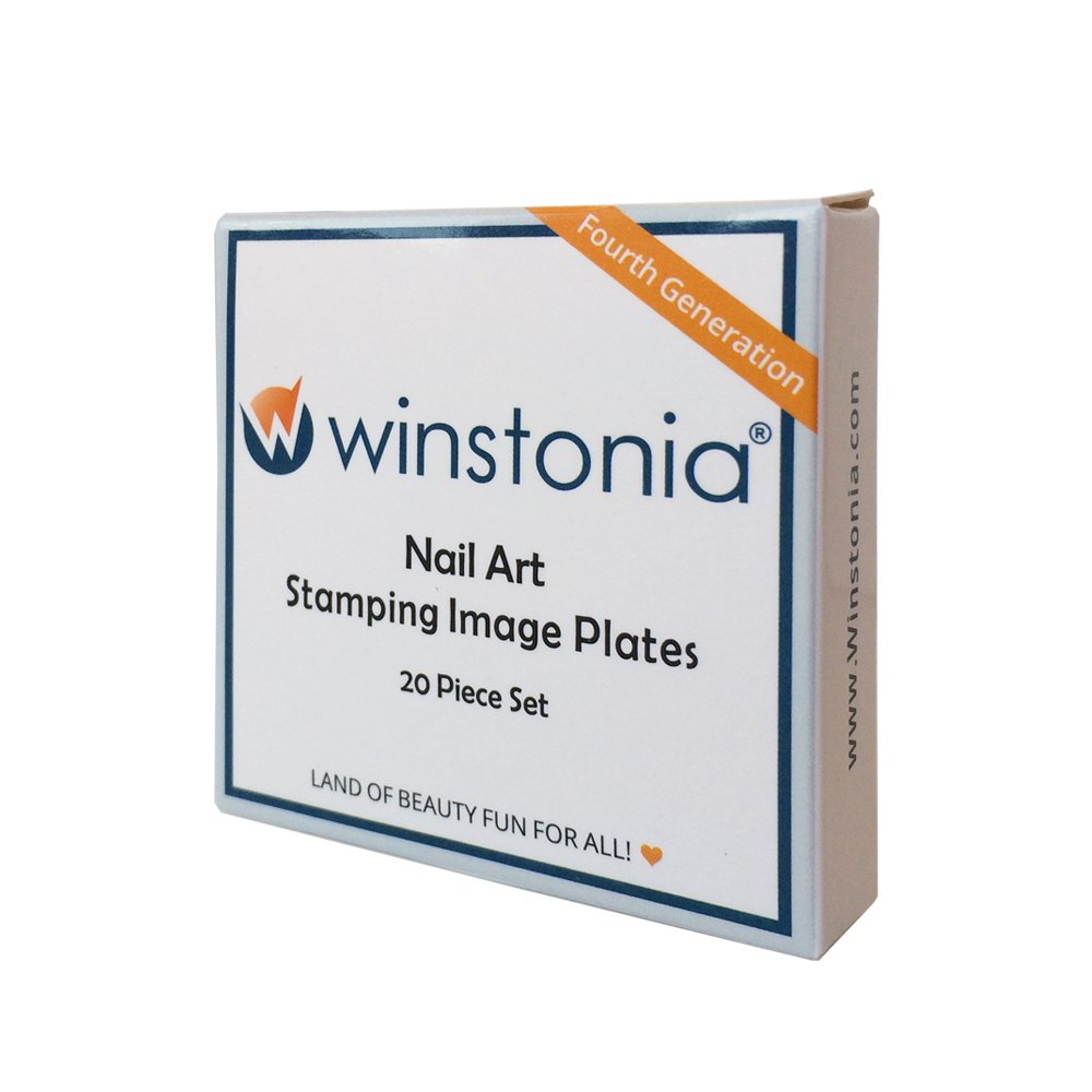 Winstonia Nail Art Stamping Plate 20 Pcs Bundle Set Manicure Decoration Templates - Water-Marbling, Floral, Galaxy, Fantasy, Lac