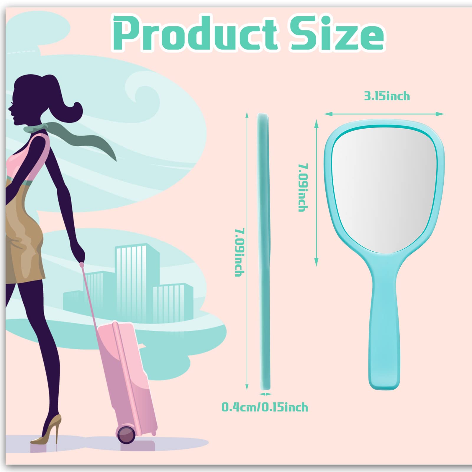 Vinsot 36 Pcs Handheld Mirror Bulk Small Hand Mirrors with Handle Plastic Portable Daily Makeup Tools for Home Travel Camping Da