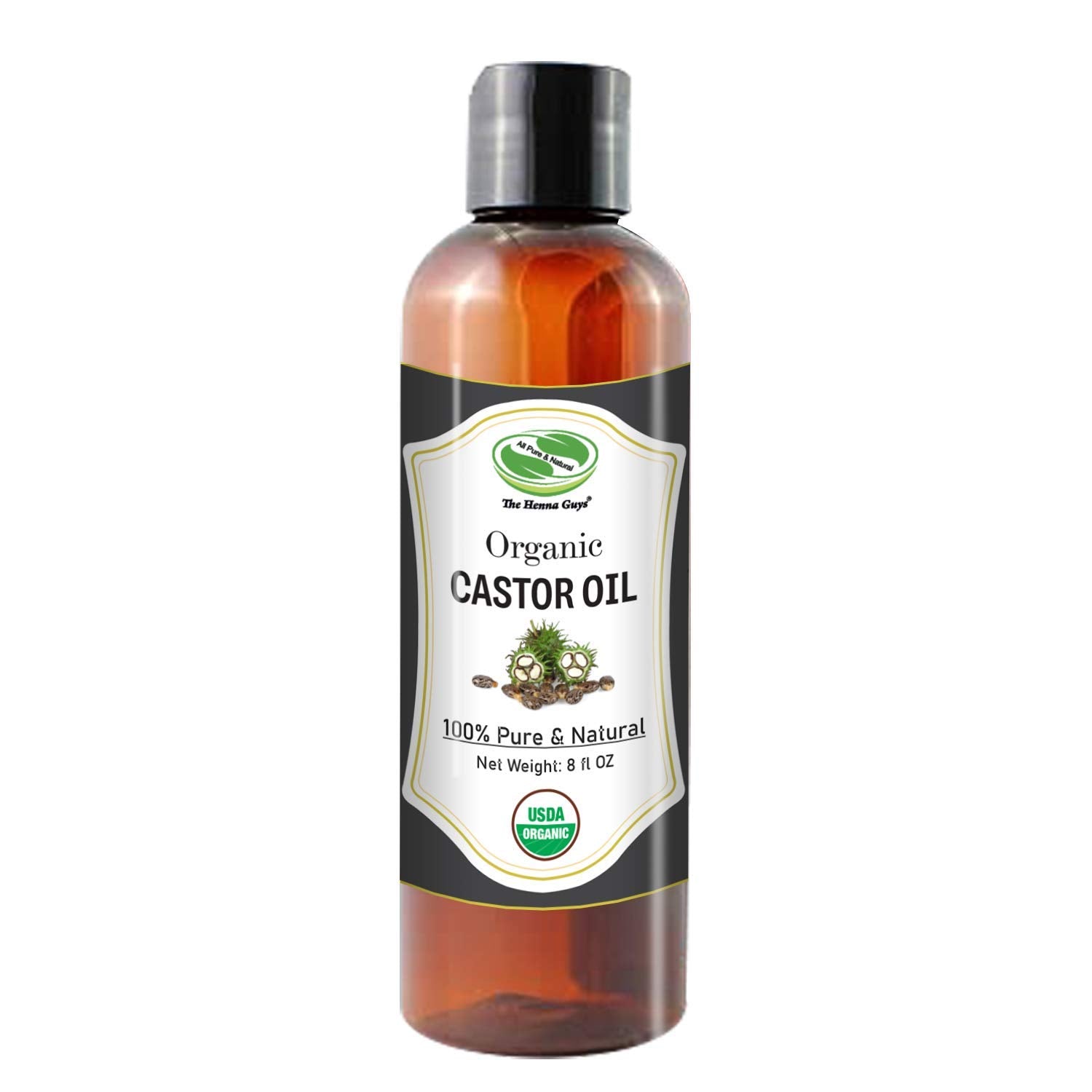 The Henna Guys 8 fl. Oz Organic Castor Oil  100% Natural & Pure. Stimulate hair growth