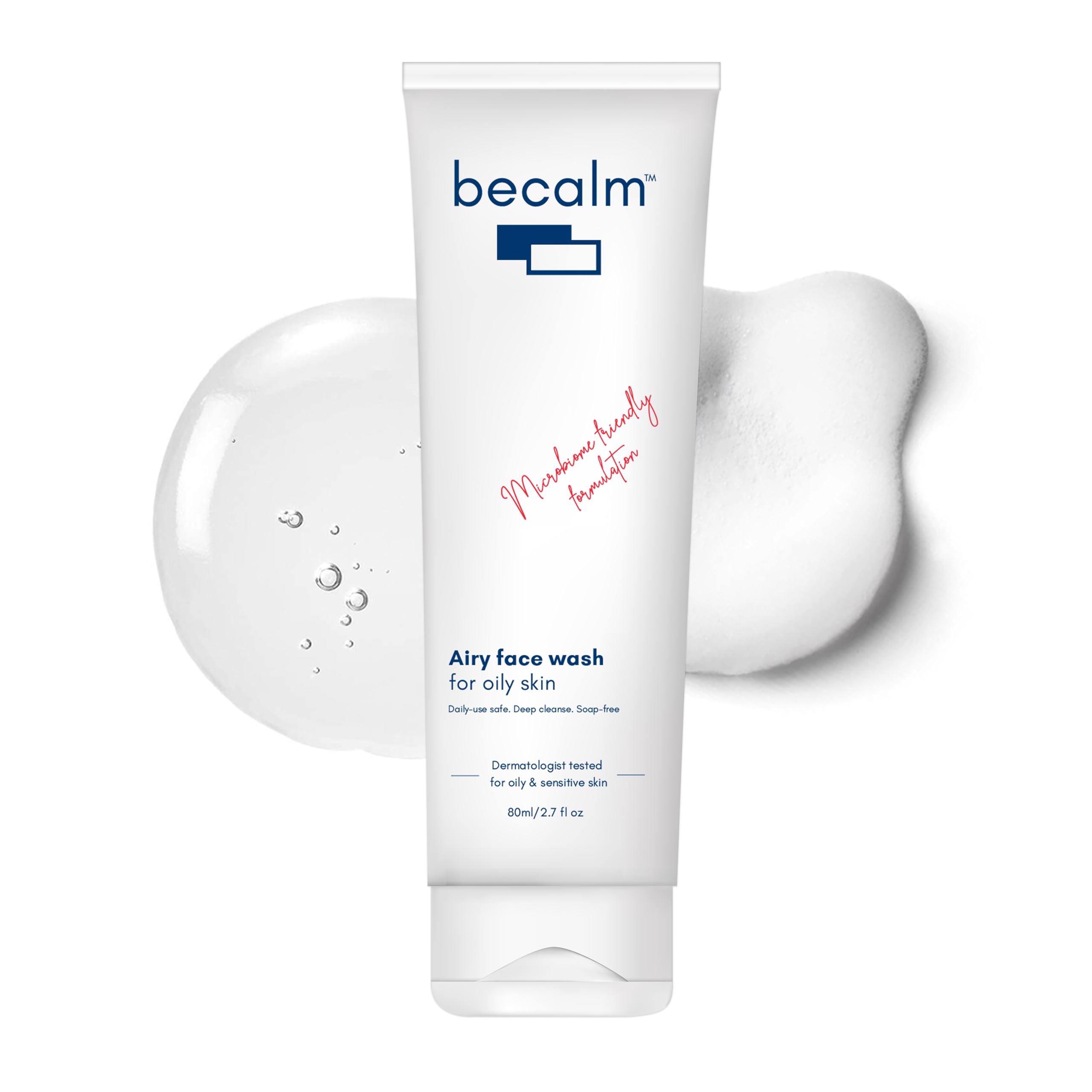 Becalm Daily Salicylic Acid Face Wash For Oily & Acne Prone Skin | Airy Face Wash For Men & Women | Soap & Sulphate Free | Micro