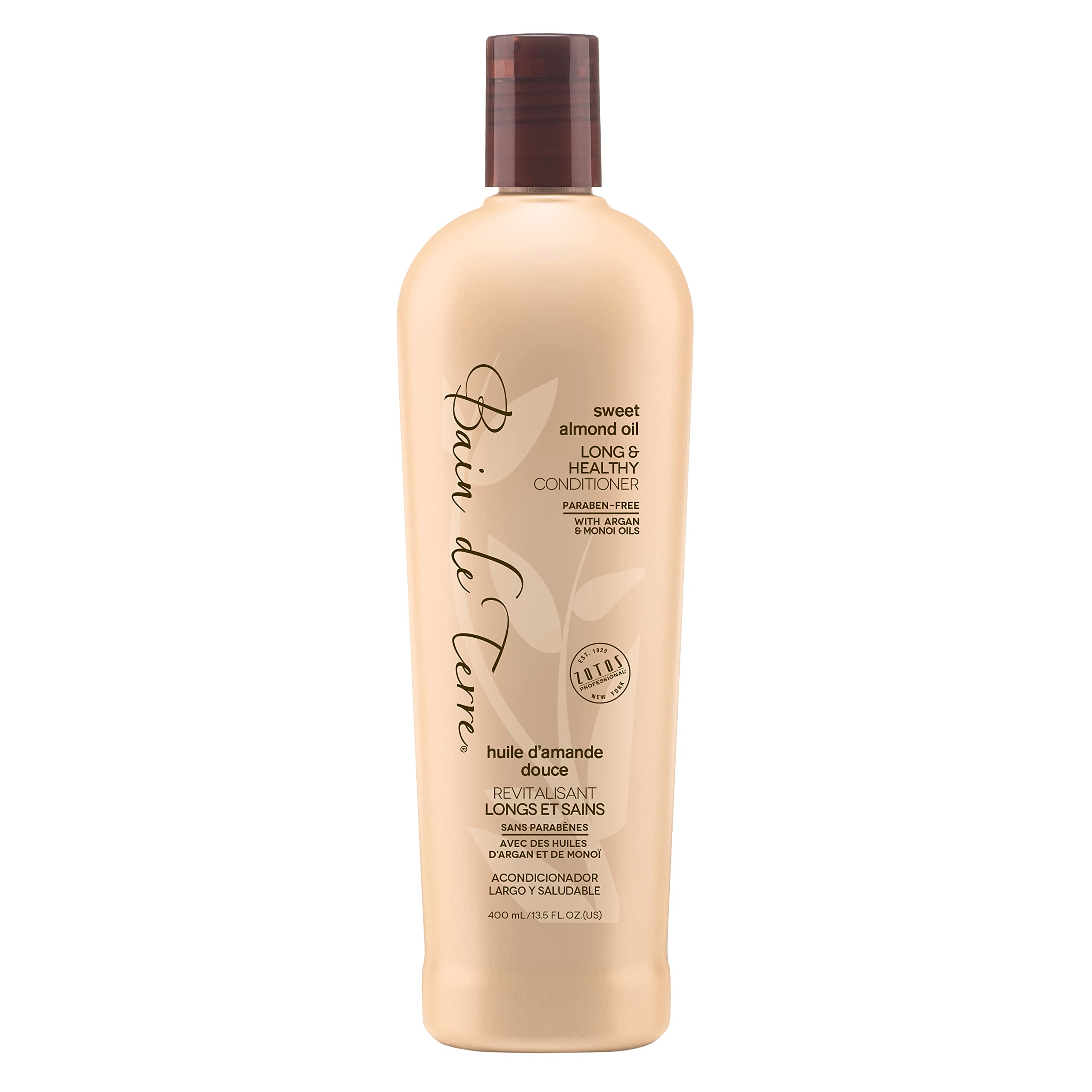Bain De Terre Long & Healthy Conditioner  Sweet Almond Oil  Long & Growing Hair  Argan & Monoi Oils  Paraben Free  13.5 Fl Oz