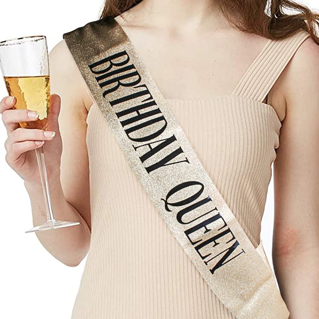 'Birthday Queen'' Sash & Rhinestone Tiara Set COCIDE Silver Birthday Sash and Tiara for Women Birthday Decoration Kit Rhineston