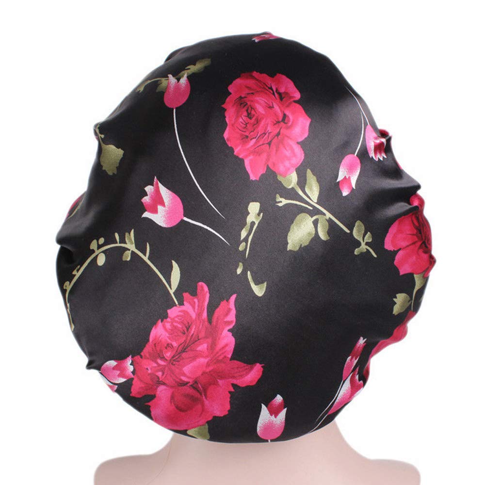 Tvoip 1Pcs Hair Satin Bonnet For Sleeping Shower Cap Silk Bonnet Bonnet Femme Women Night Sleep Cap Head Cover Wide Elastic Band