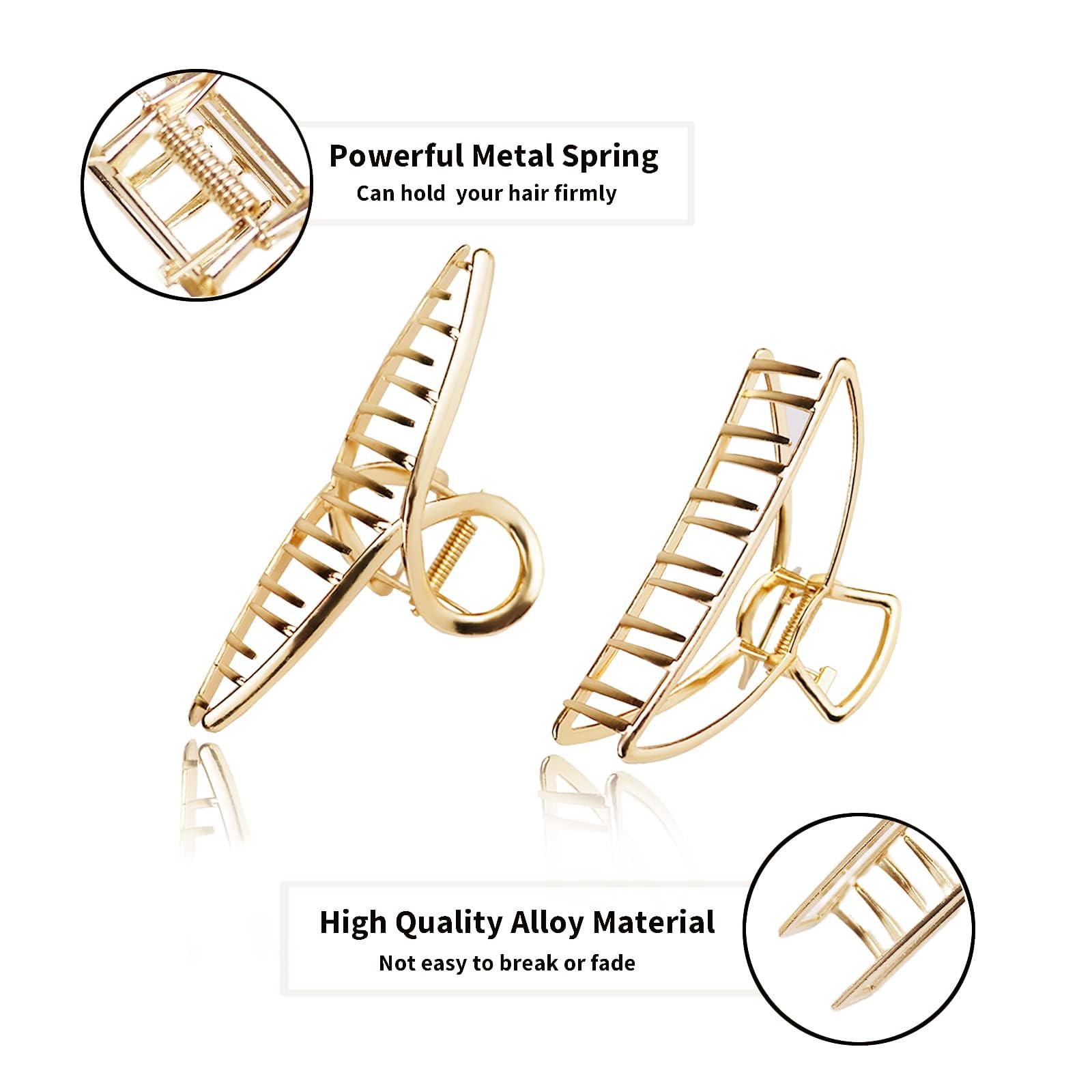 5 Pack Large Gold Hair Clips For Thick Hair Metal Cross Claw Clip Non-Slip Banana Hair Claw Clips Hair Catch Barrette French Des