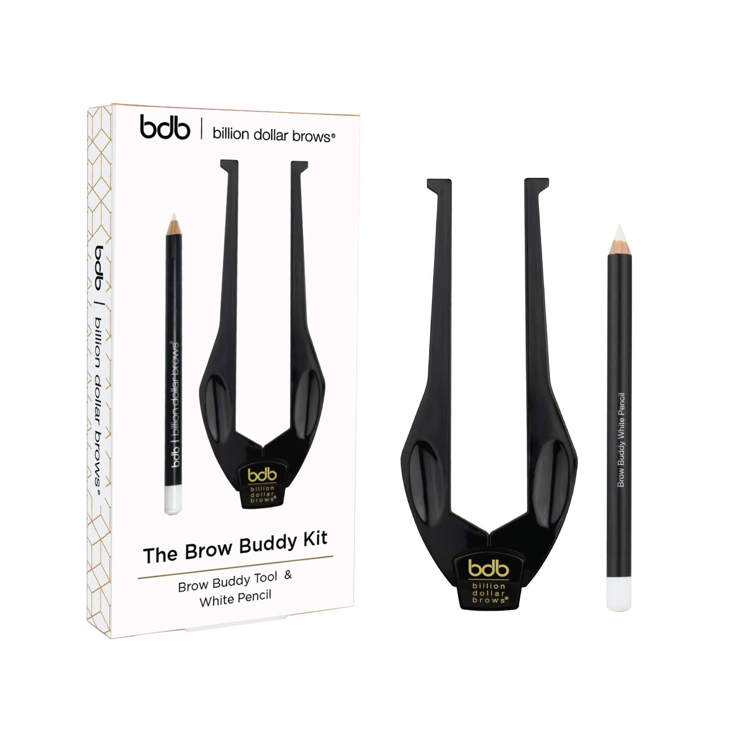 Billion Dollar Brows 2-Piece Brow Buddy Contour Stencil Microblading Kit For Symmetrical Eyebrows, Black