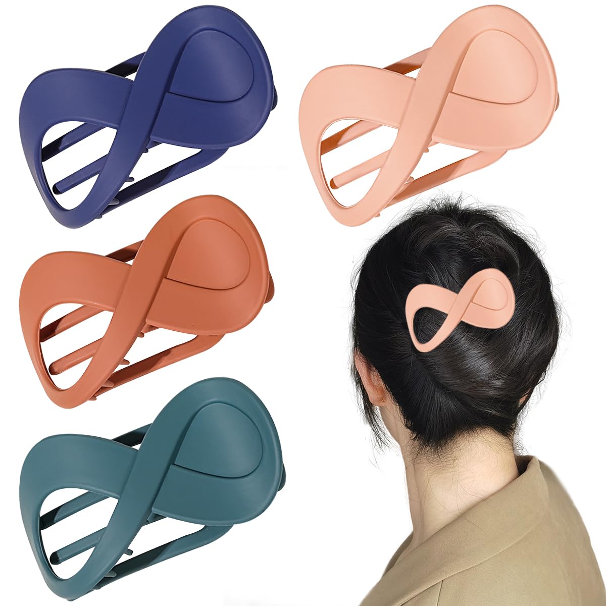 French Concord Flat Hair Clips for Women, 3.35 Inch Curved Hair Claw Clips Alligator Hair Barrettes Volume No Slip Grip Strong H