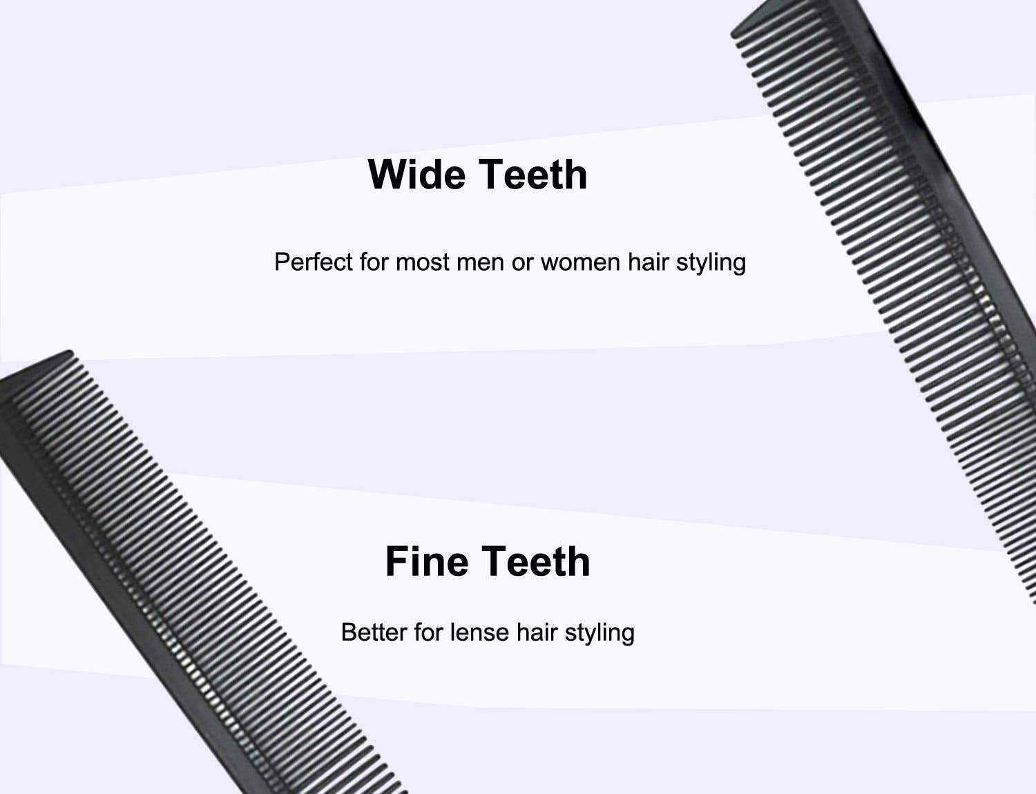 3 Pack Carbon Fiber Cutting Comb - Professional 8.15 ' Styling Comb For All Hair Types, Fine And Wide Tooth
