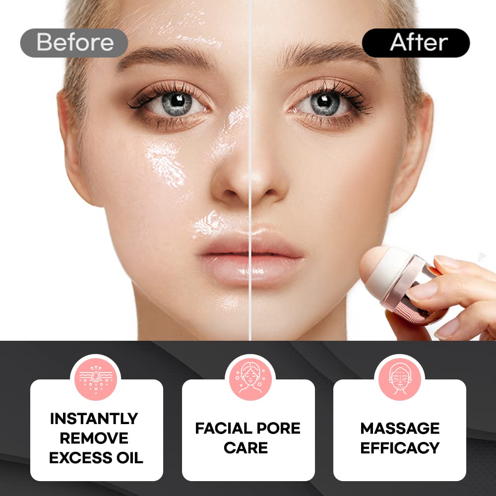 Korean Beauty Oil-Absorbing Volcanic Face Roller, Portable And Reusable Skincare Tool For Oily Skin, Shine Control, Oil Absorber
