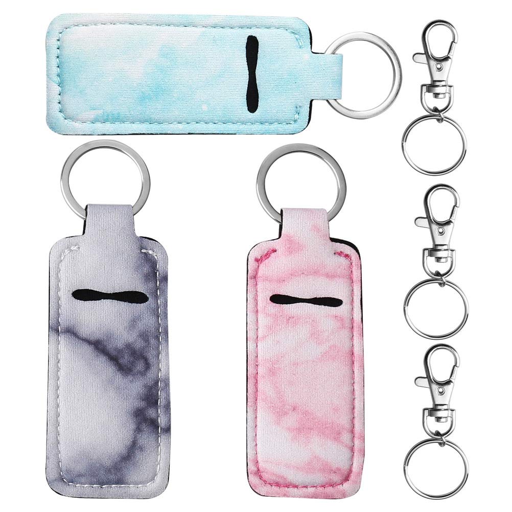 Pengxiaomei 3 Pcs Chapsticks Holder Keychain Stocking Stuffers for Women Lip Balm Holder Chapsticks Keychain Holder for Lipstick
