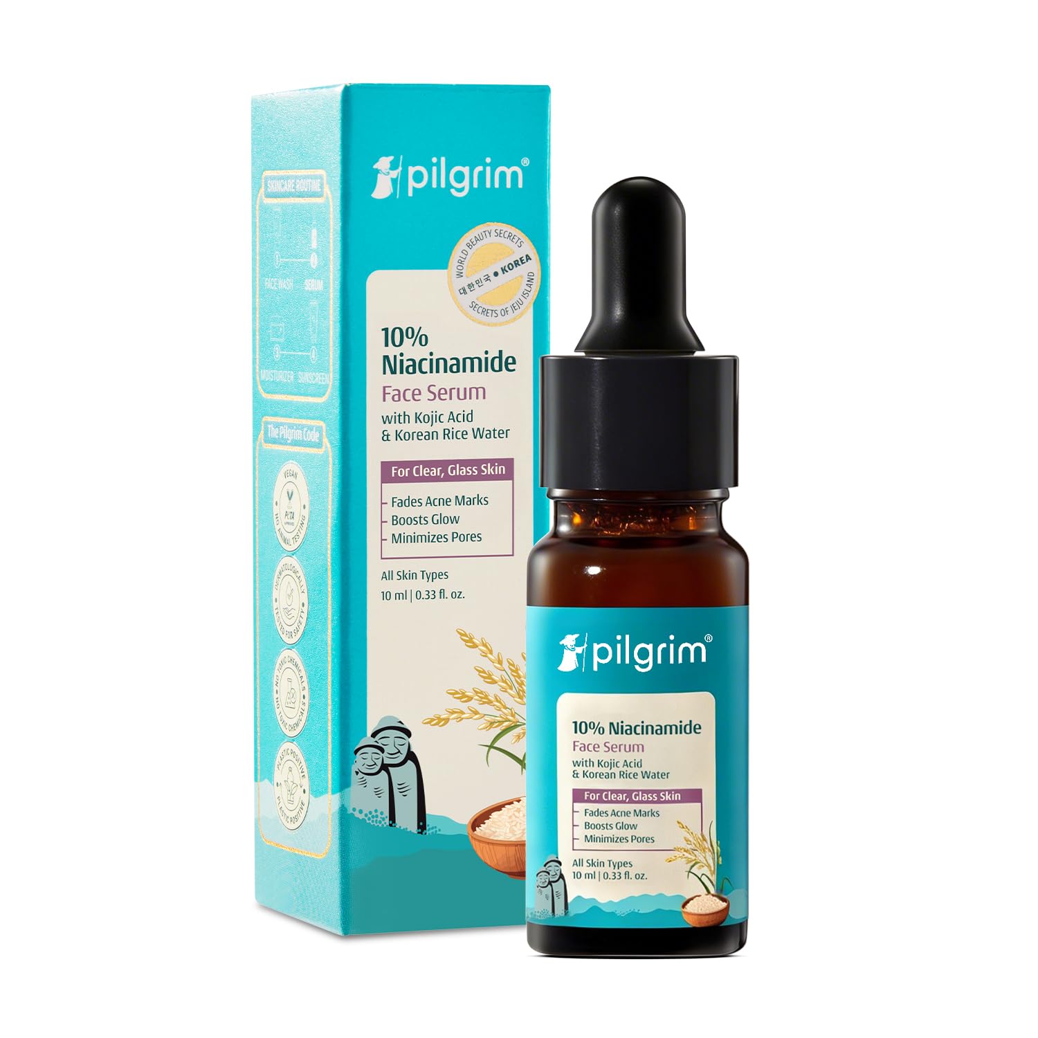 Pilgrim 10% Niacinamide Face Serum For Acne Marks 10Ml | Fades Blemishes & Dark Spots | Oil Control | Brightens & Evens Skin Ton