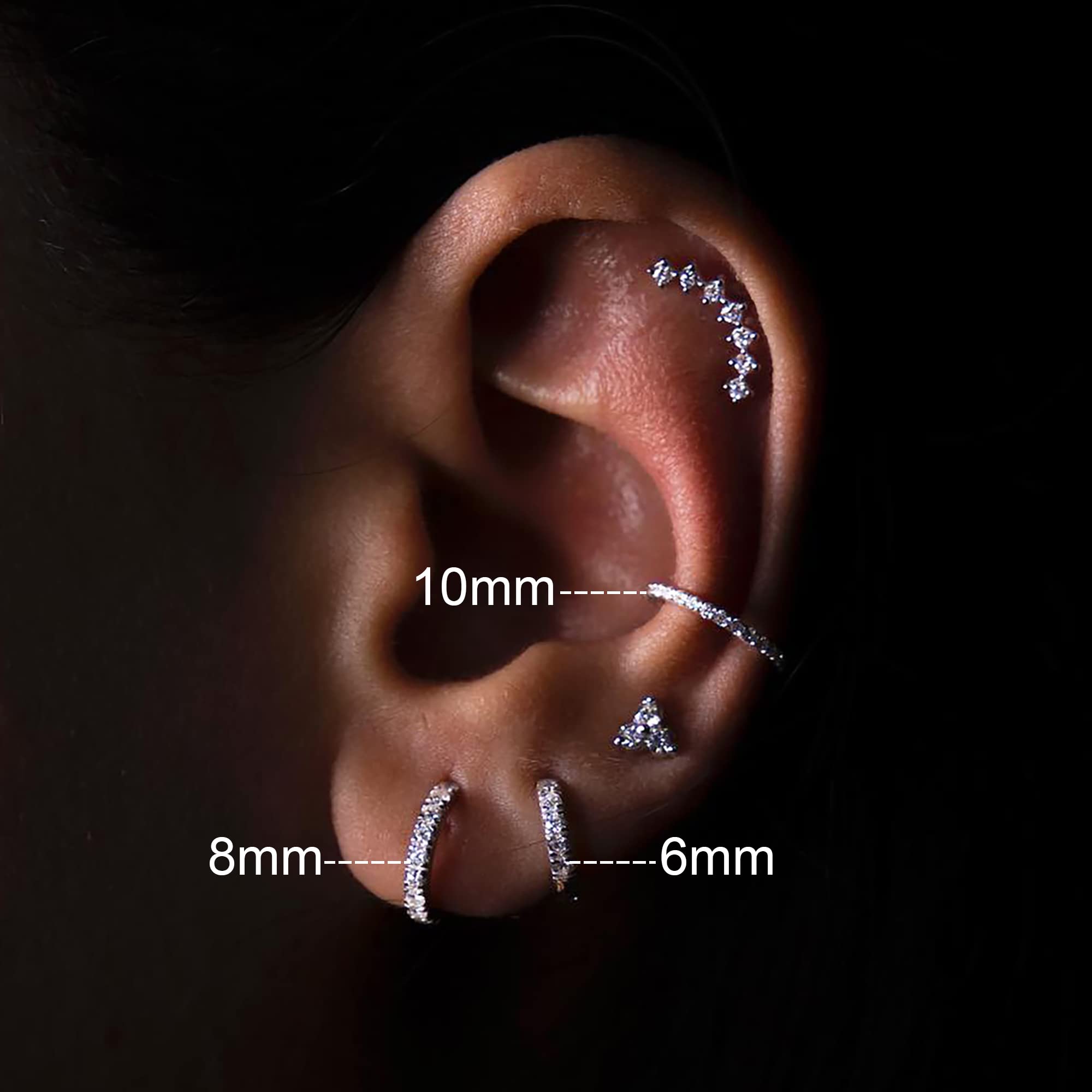 FINE4U 16G 8mm Helix Piercing Jewelry Hoop Gold - ASTM F136 Titanium Helix hoop Earrings for Women, Forward Helix Piercing, Cart