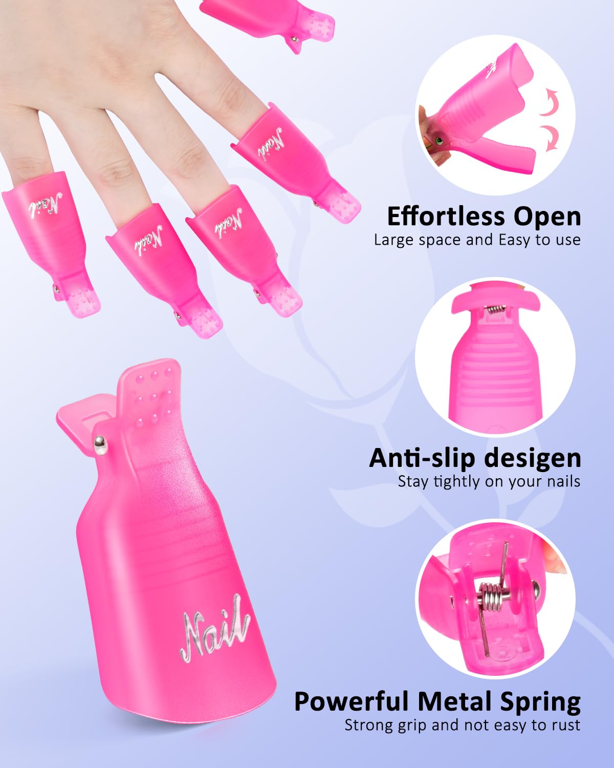 Morgles Nail Polish Remover Kit With 300 Pcs Lint Free Wipes, Pink Nail Clips With 2 Pcs Files And Buffers, Rose Cuticle Oil, Cu