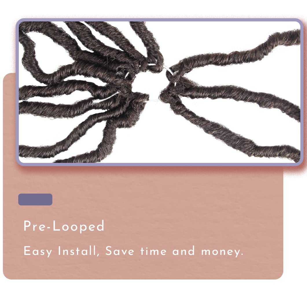 BOHOBABE 14 Inch New Faux Locs With Curly End 6 Packs Soft Locs Crochet Hair Short Natural Brown Crochet Braids (6Packs,4#)