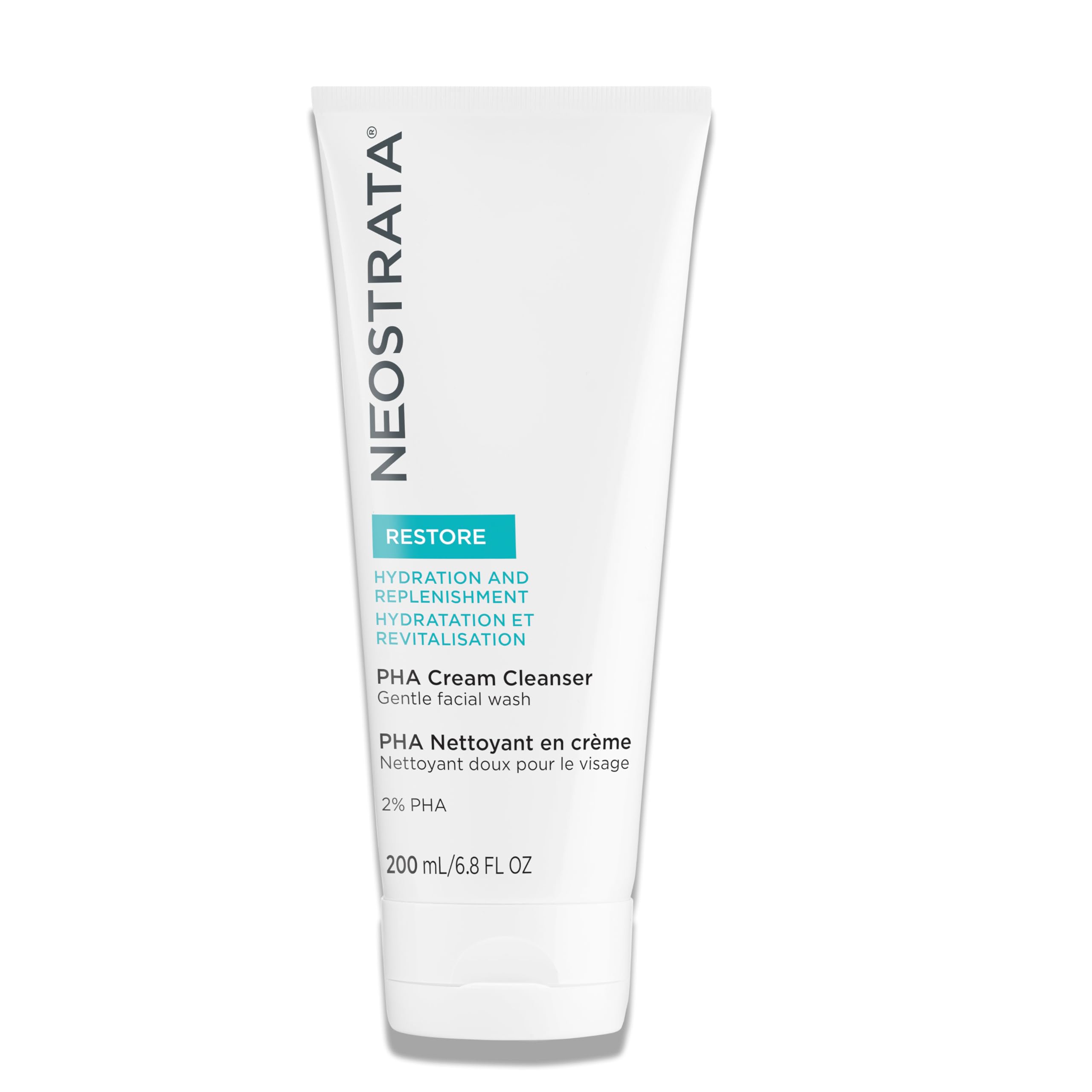 NEOSTRATA Restore PHA Cream Cleanser, Gentle Daily Hydrating Face Wash and Makeup Remover for Sensitive Skin, 6.8fl oz