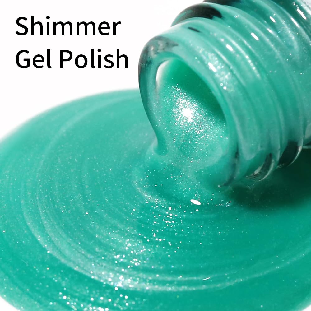Firedeep Pearl Mint Green Gel Nail Polish, 16Ml Shimmer Green Gel Polish Soak Off Uv/Led Manicure Diy At Home 0.54 Fl Oz
