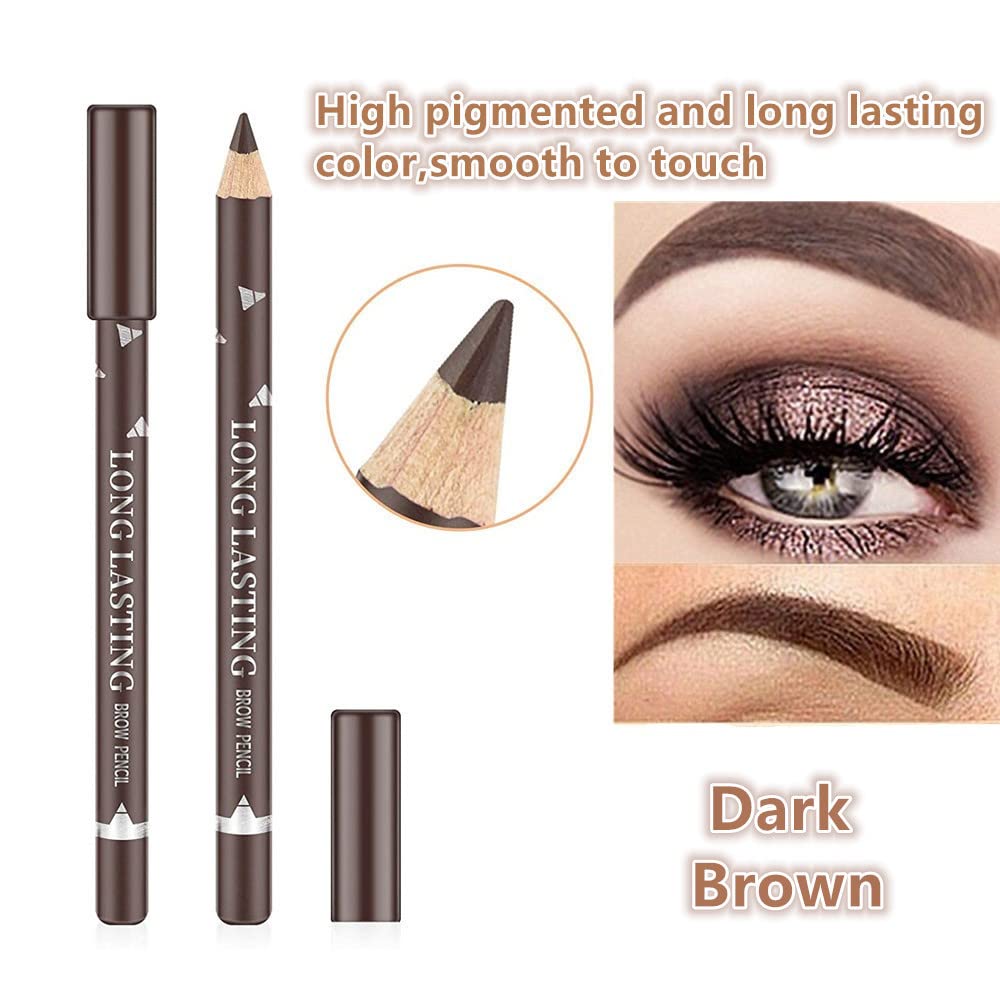 Go Ho 12 Pcs Dark Brown Eyebrow Eyeliner Pencils Makeup Pen,Sweatproof Eye Brow Pencil,Long-Lasting Nice Color Eyebrow Pen,Make