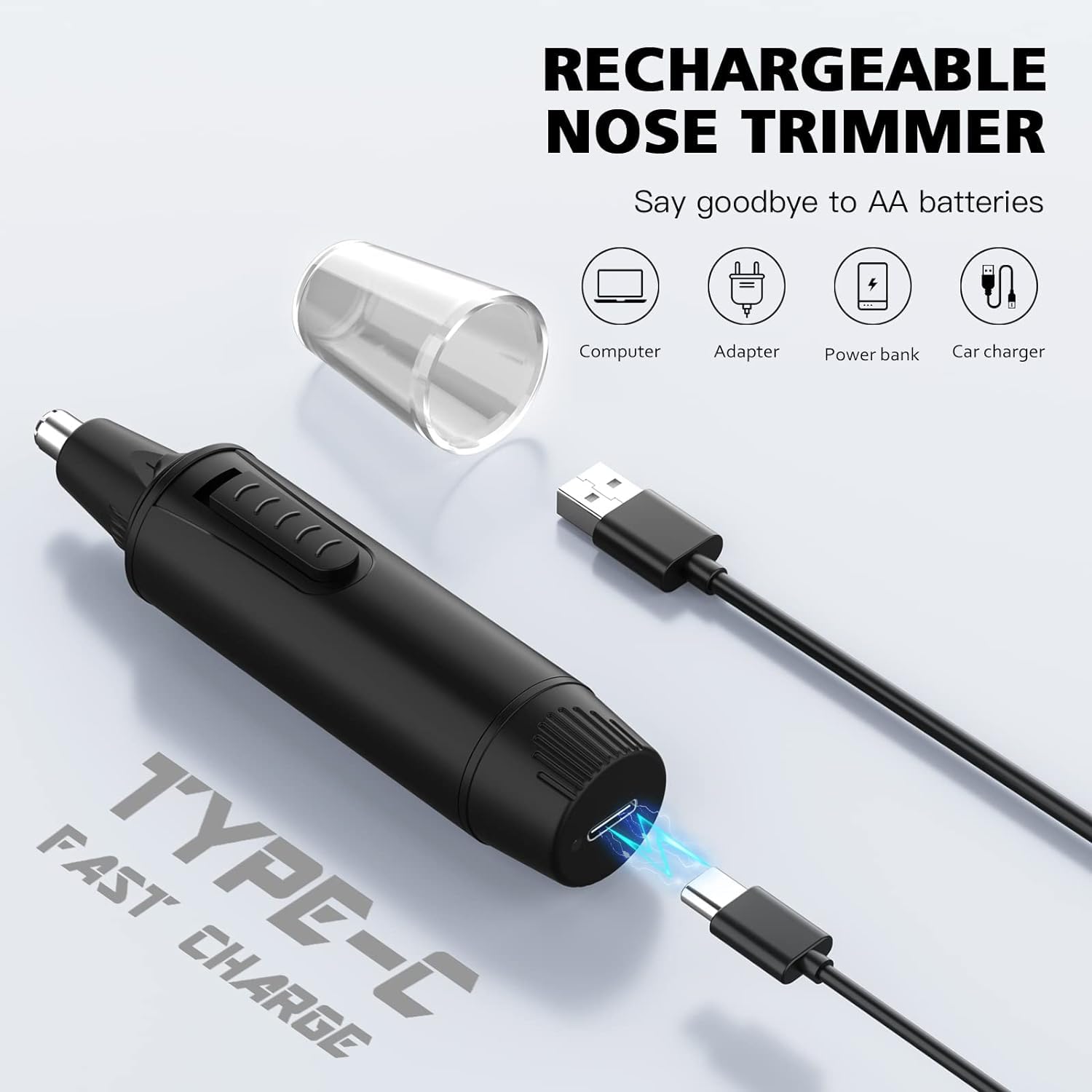 Ear And Nose Hair Trimmer-Rechargeable Nose Trimmer For Men And Women Professional Painless Nose Clipper Eyebrow & Facial Hair T