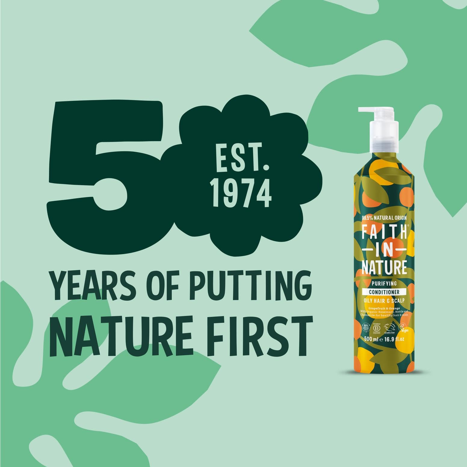 Faith In Nature Natural Aluminium Bottle Conditioner - Vegan & Cruelty Free, No SLS or Parabens - 16.9 fl oz, Grapefruit & Orang