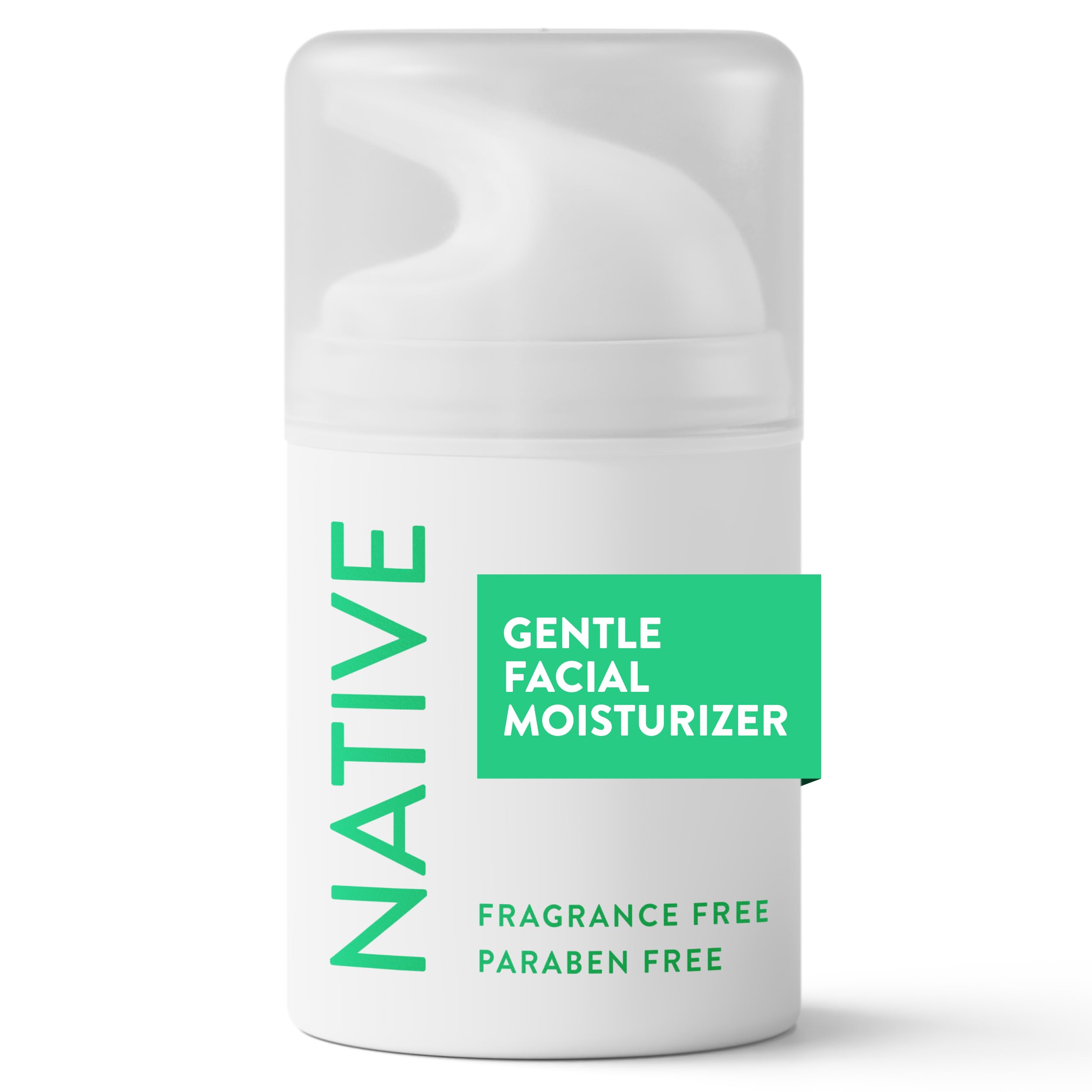 Native Gentle Facial Moisturizer for Sensitive Skin, Silicone Free, Fragrance Free, with Vitamin B3 and Aloe, Dermatologist Test
