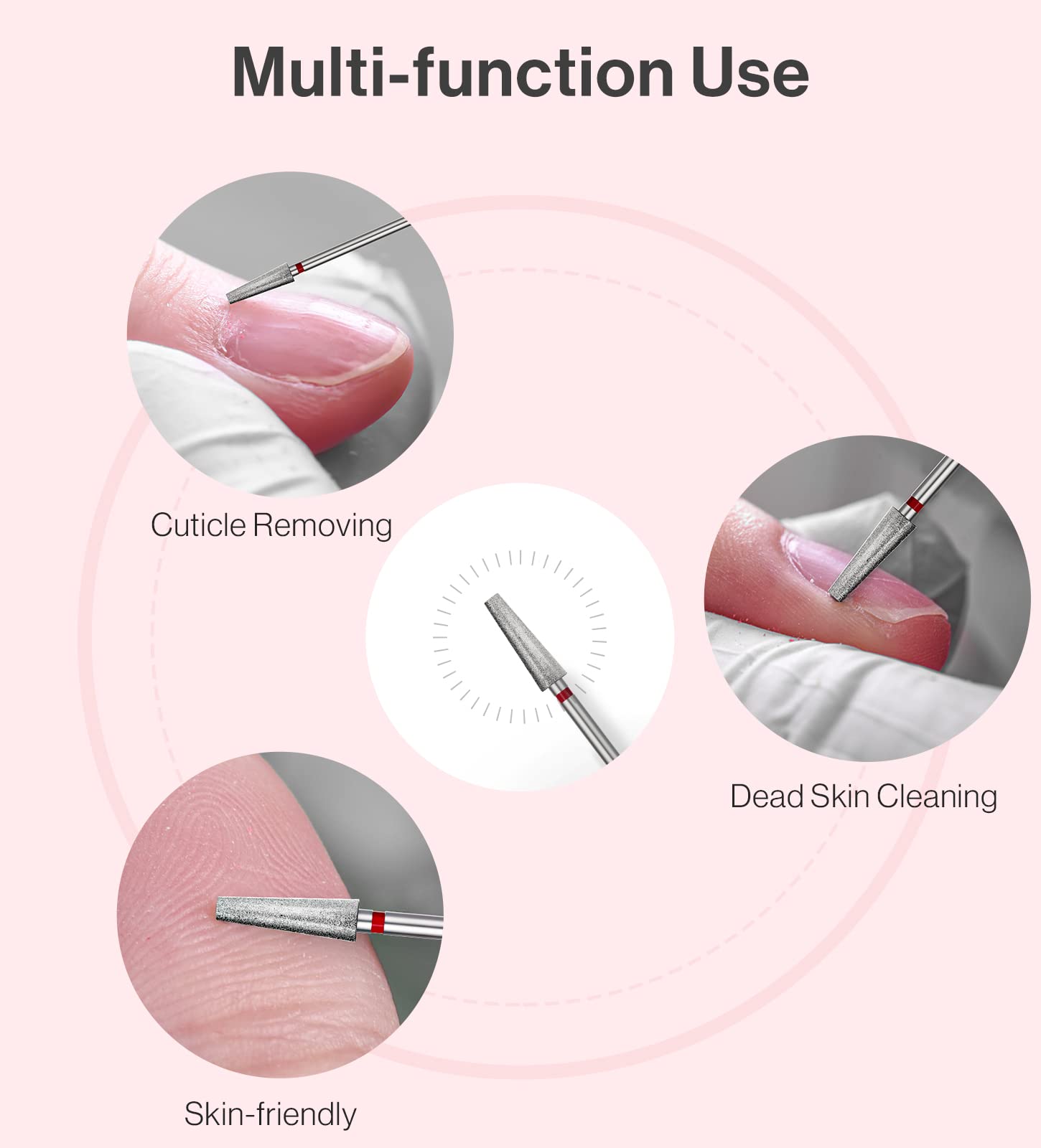 Melodysusie 4Mm Long Tapered Barrel Cuticle Clean Nail Drill Bit 3/32'', Professional Safety Carbide Diamond Under Nail Cleaner
