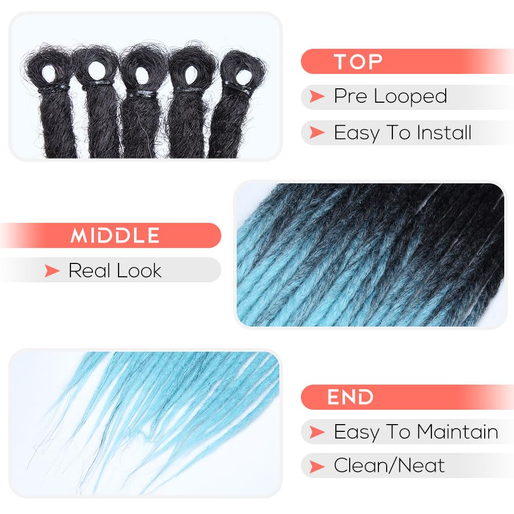 Kraler 24 inch 40 Strands Thick Dreadlock Extensions, SE Mint Green Crochet Dreadls Extensions of Synthetic Hair 1cm Width Hip H