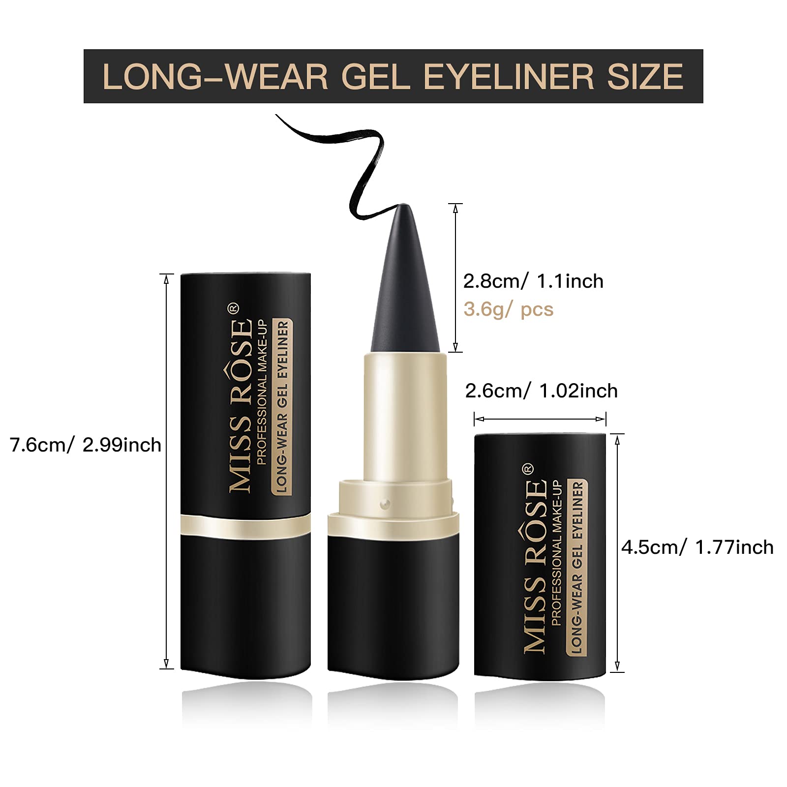 Lokfar 2 Pcs Black Gel Cream Eyeliner Set, Tool Smudge Proof And Waterproof Matte Black Eye-Liner Pencil Tattoo Eyeliner Pen Sti