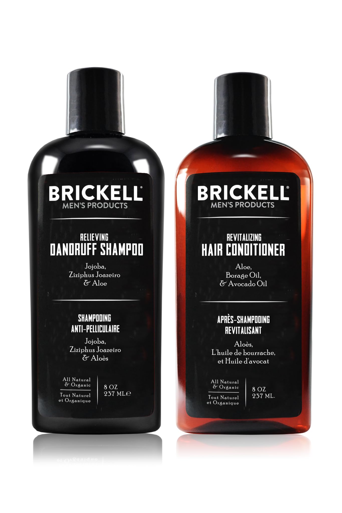 Brickell Mens Daily Relieving Hair Care Routine, Dandruff Shampoo and Conditioner Set For Men, All Natural and Organic, Scented