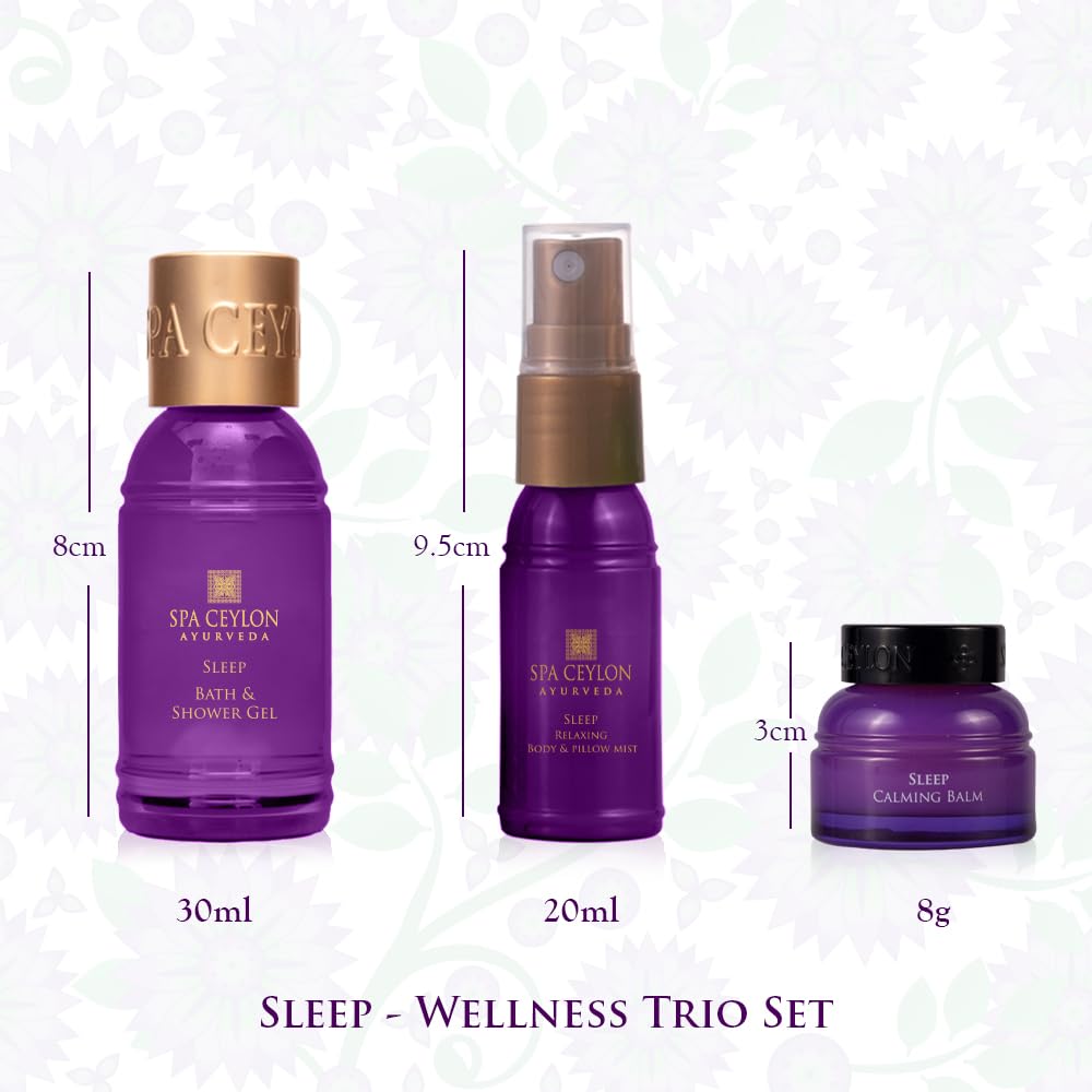 SPA CEYLON Sleep Wellness Trio Set | Restful Spa Essentials for Nourished Skin | Natural Ingredients | Ayurvedic | Body Gifts Se