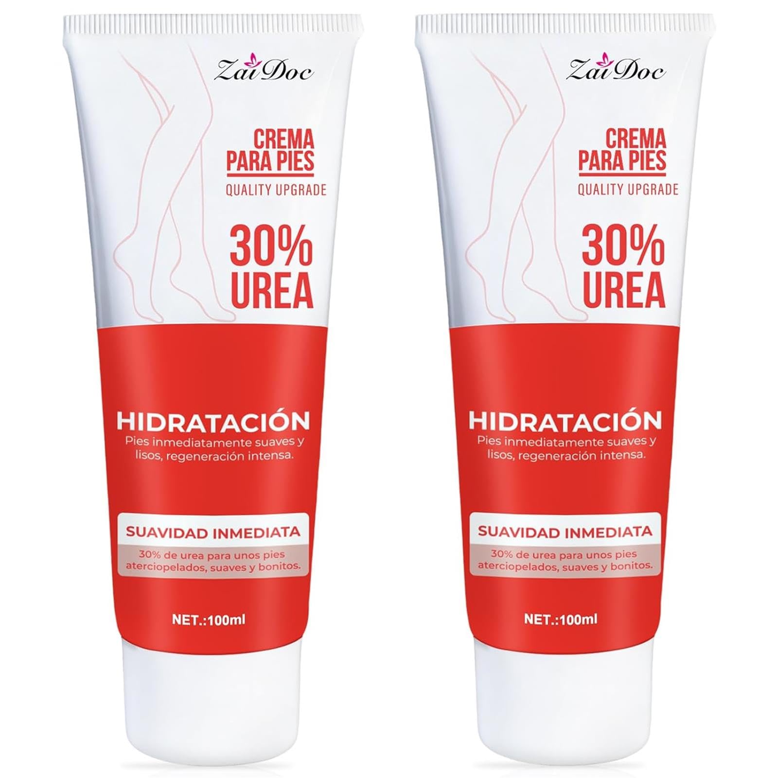 ZAIDOC 2 Pack Urea Cream 30 Percent for Feet 3.38 oz, Foot Cream and Hand Cream Maximum Strength with Hyaluronic Acid, Aloe Vera