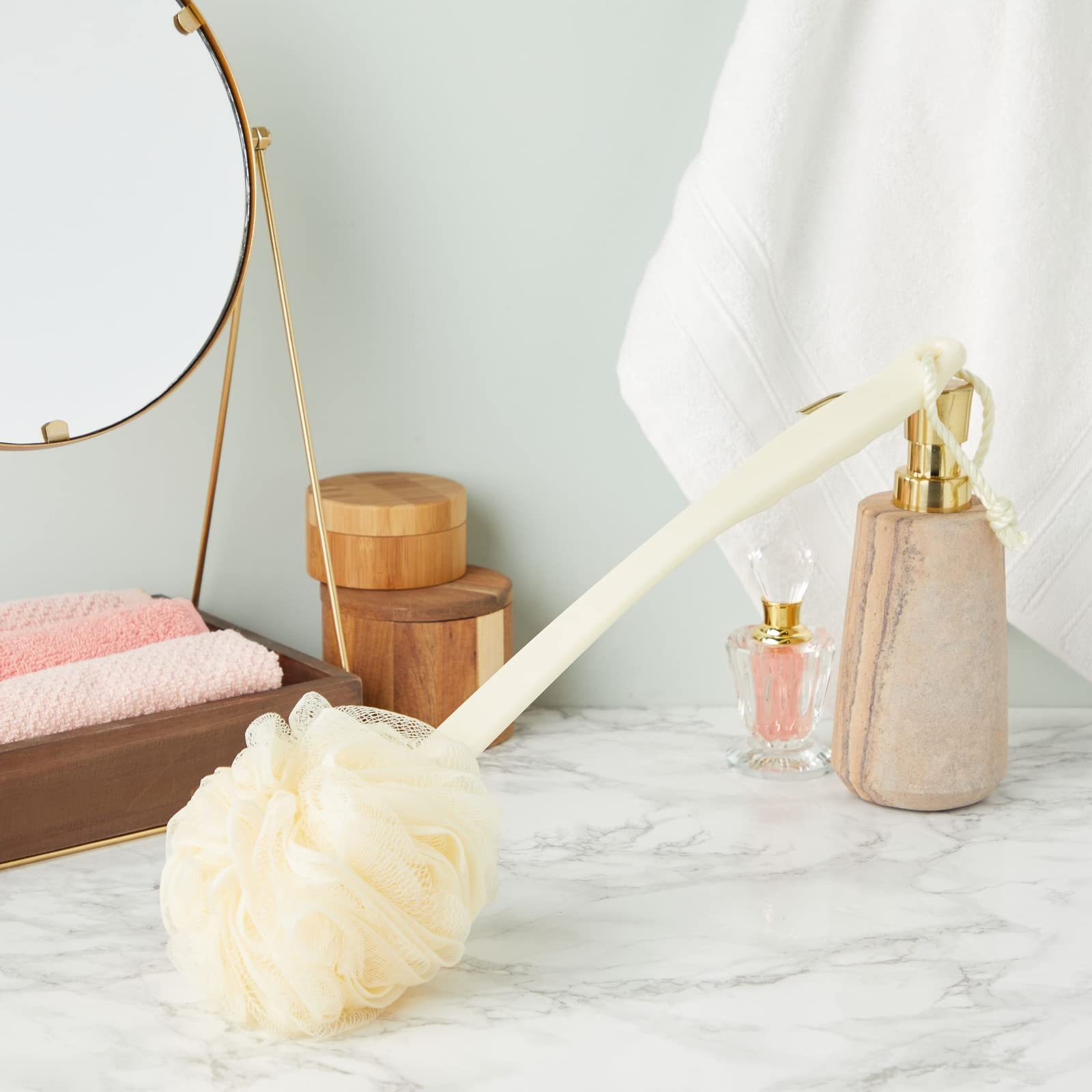 Juvale 3 Pack Long Handled Loofah Back Scrubber, Exfoliating Body Sponge For Shower, Bath (18 In)