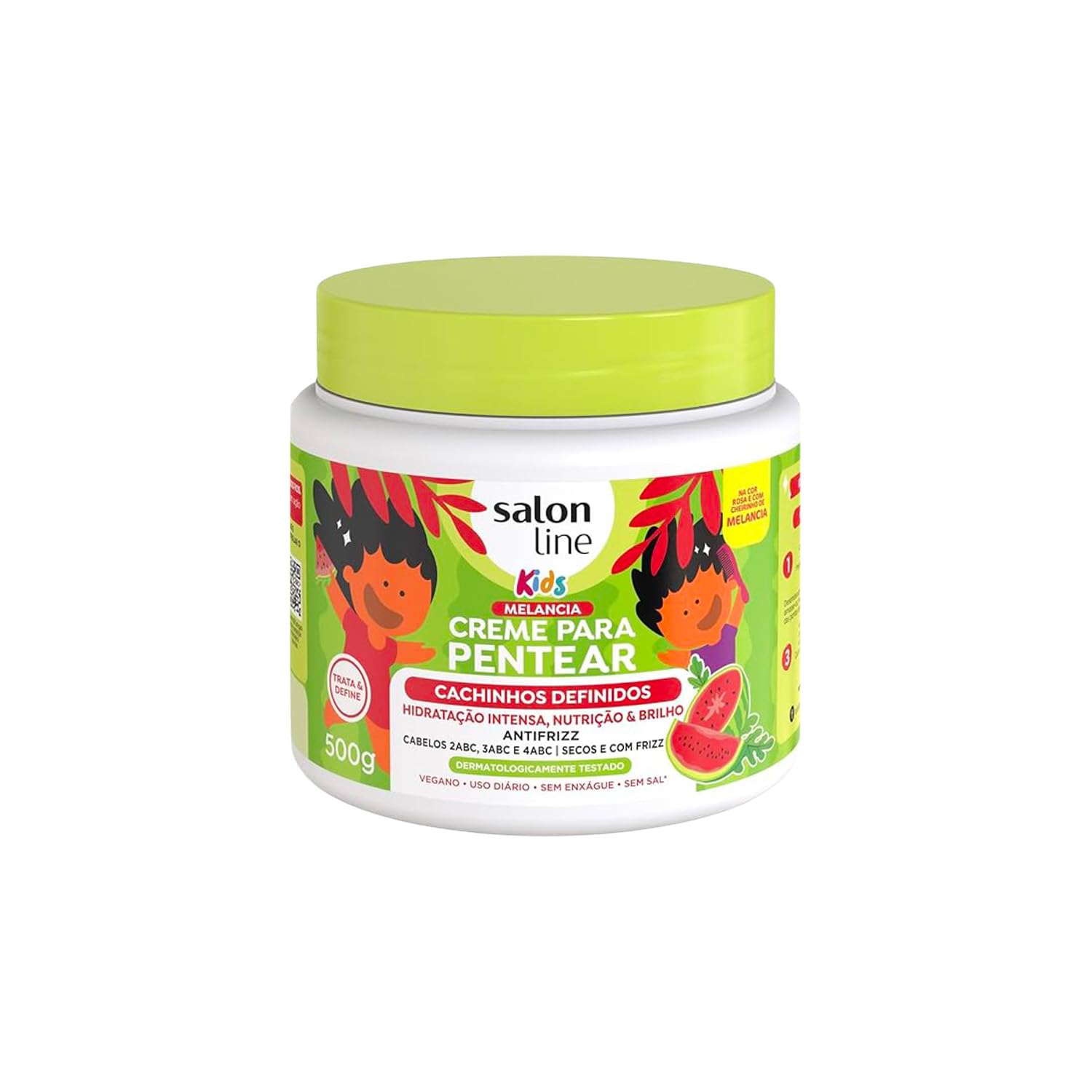 Salon Line - Linha Creme para Pentear (Kids) - Cachinhos Definidos Melancia 500 Gr - (Combing Cream (Kids) - Watermelon Defined 