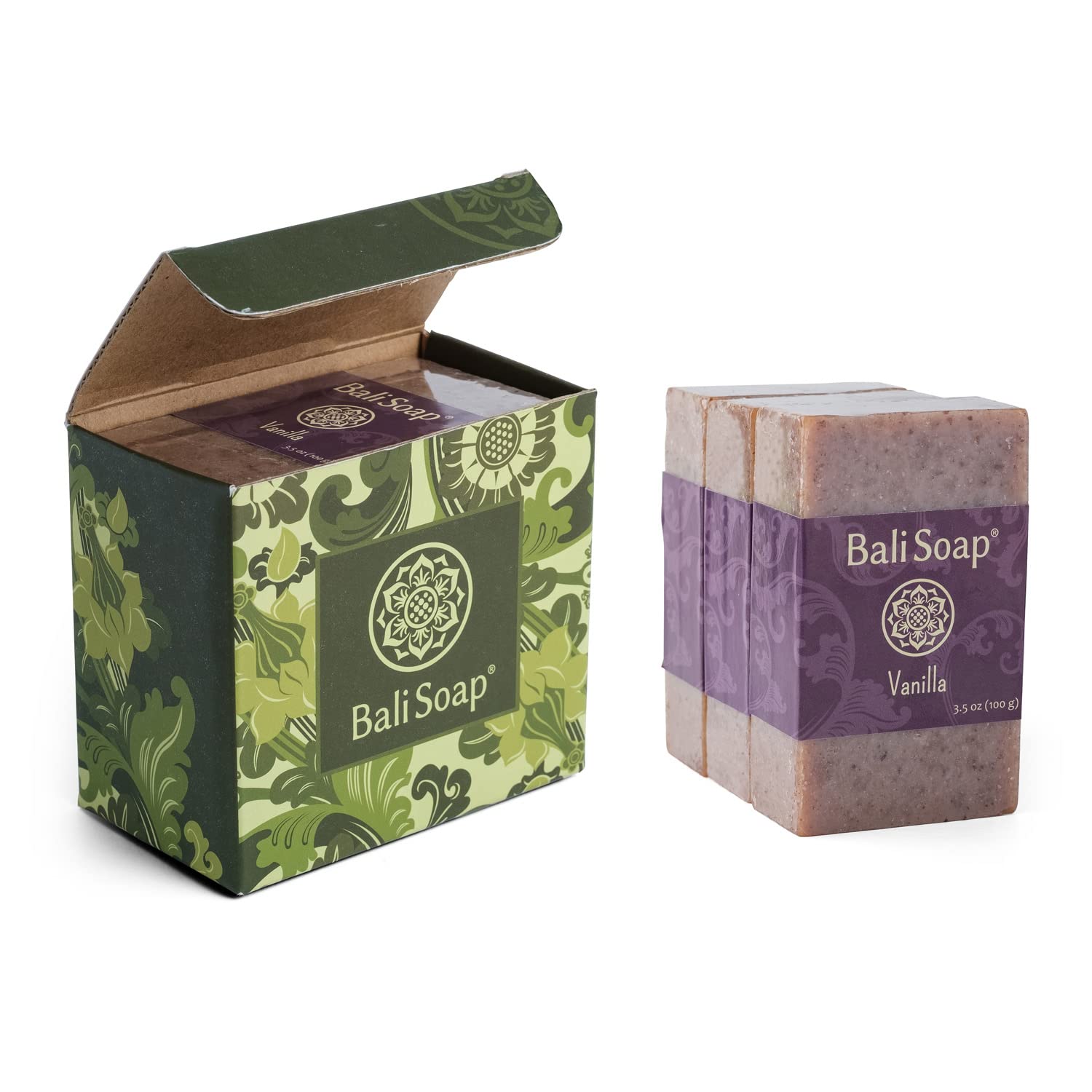 Bali Soap - Vanilla Natural Soap - Bar Soap For Men & Women - Bath, Body And Face Soap - Vegan, Handmade, Exfoliating Soap - 3 P
